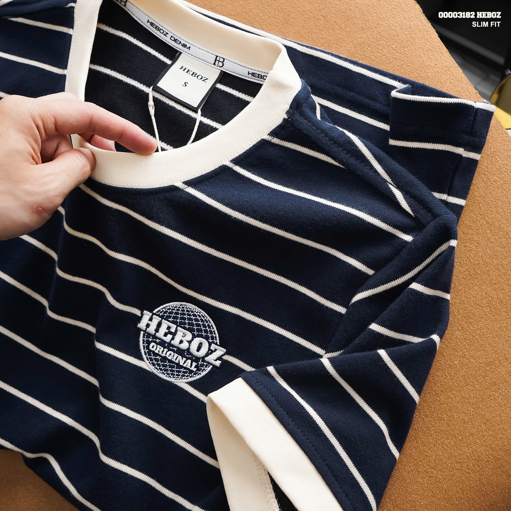  Áo thun HEBOZ striped logo Origi 2M - 00003182 