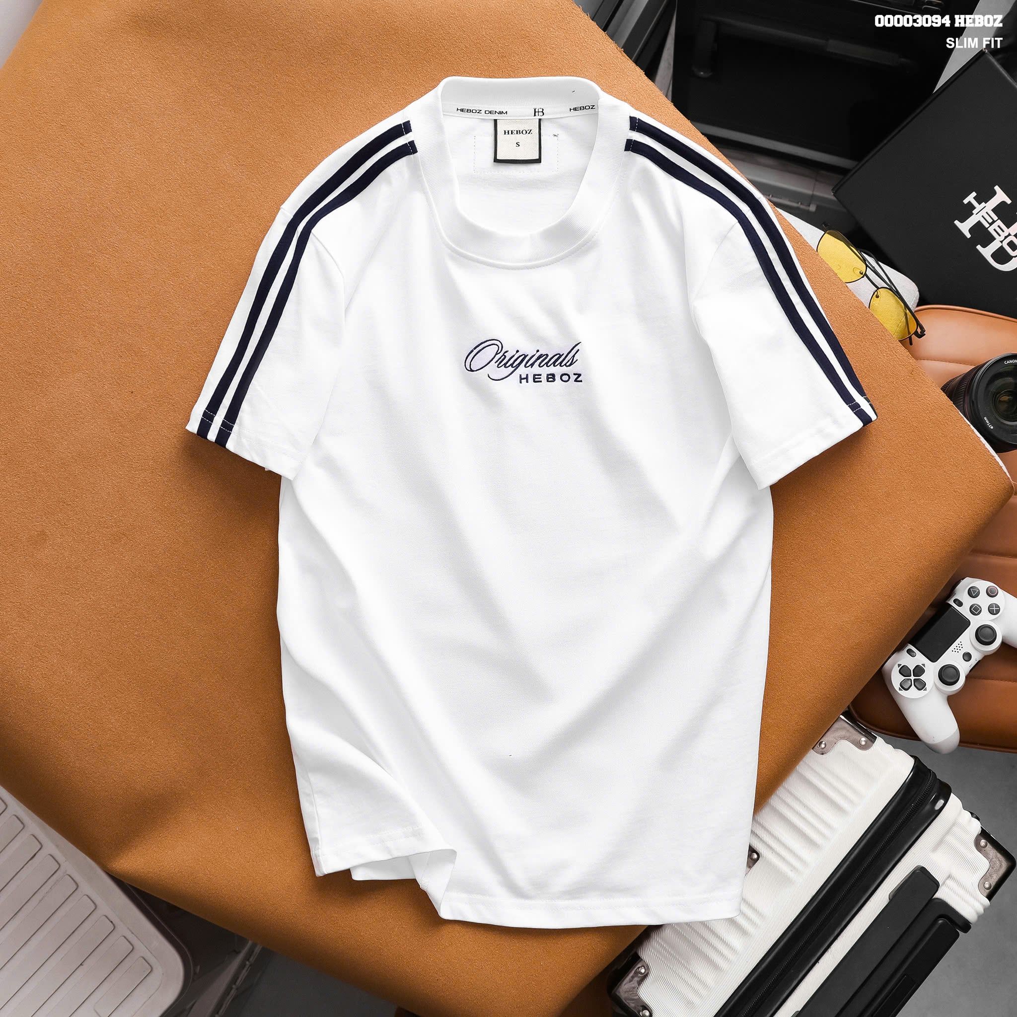  Áo thun nam HEBOZ Twin Stripe slim 3M - 00003094 