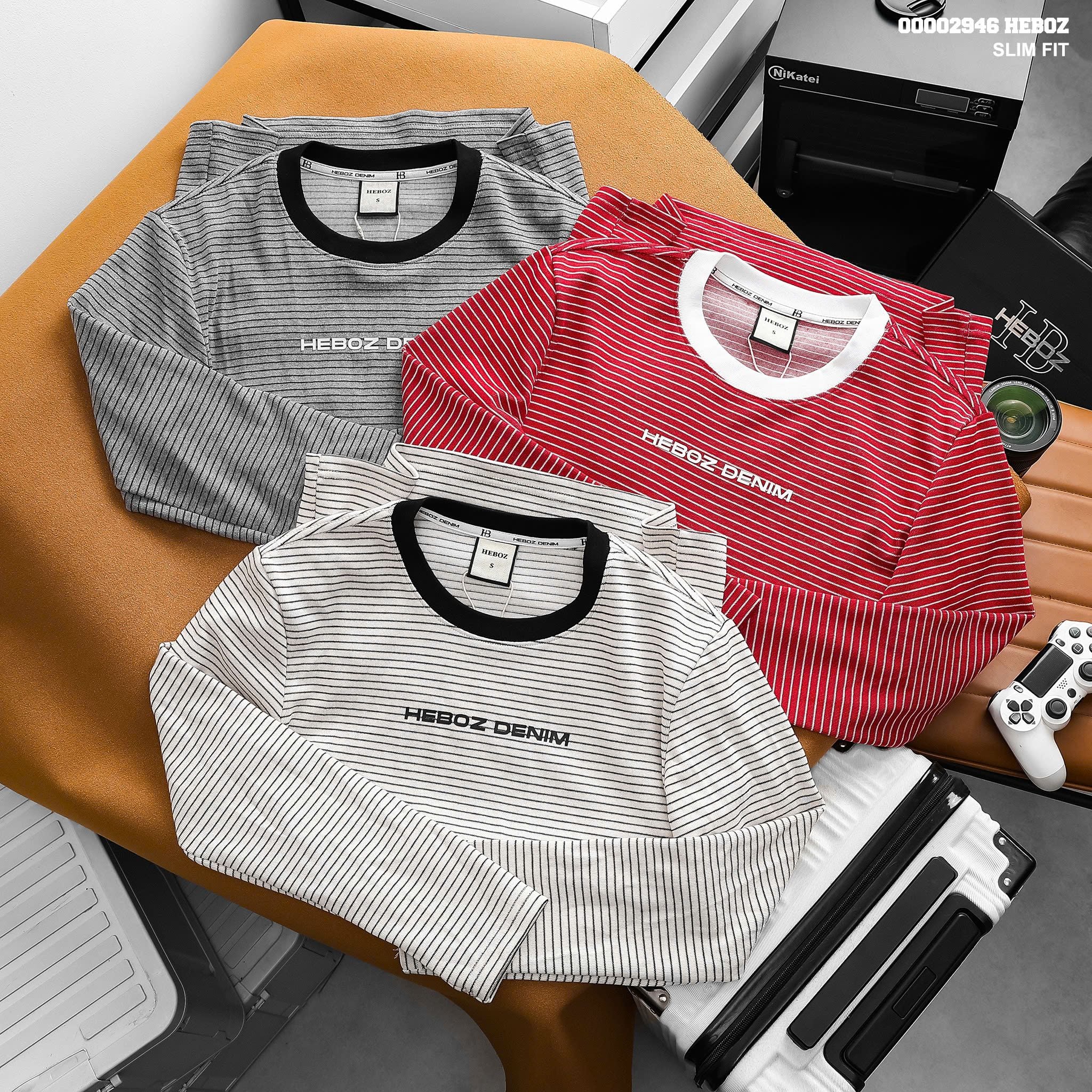  Áo thun nam Heboz urban striped dài tay 3M - 00002946 