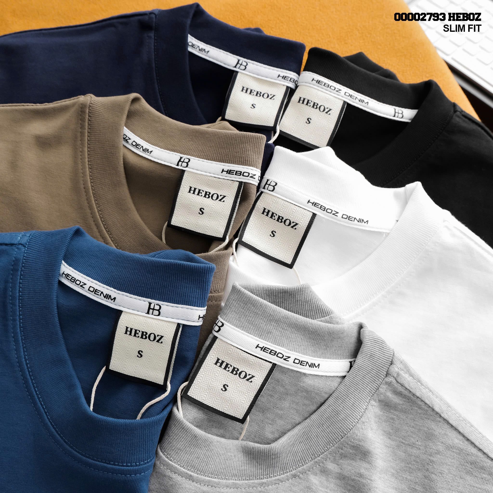  Áo thun nam Heboz trơn slim 7M - 00002793 