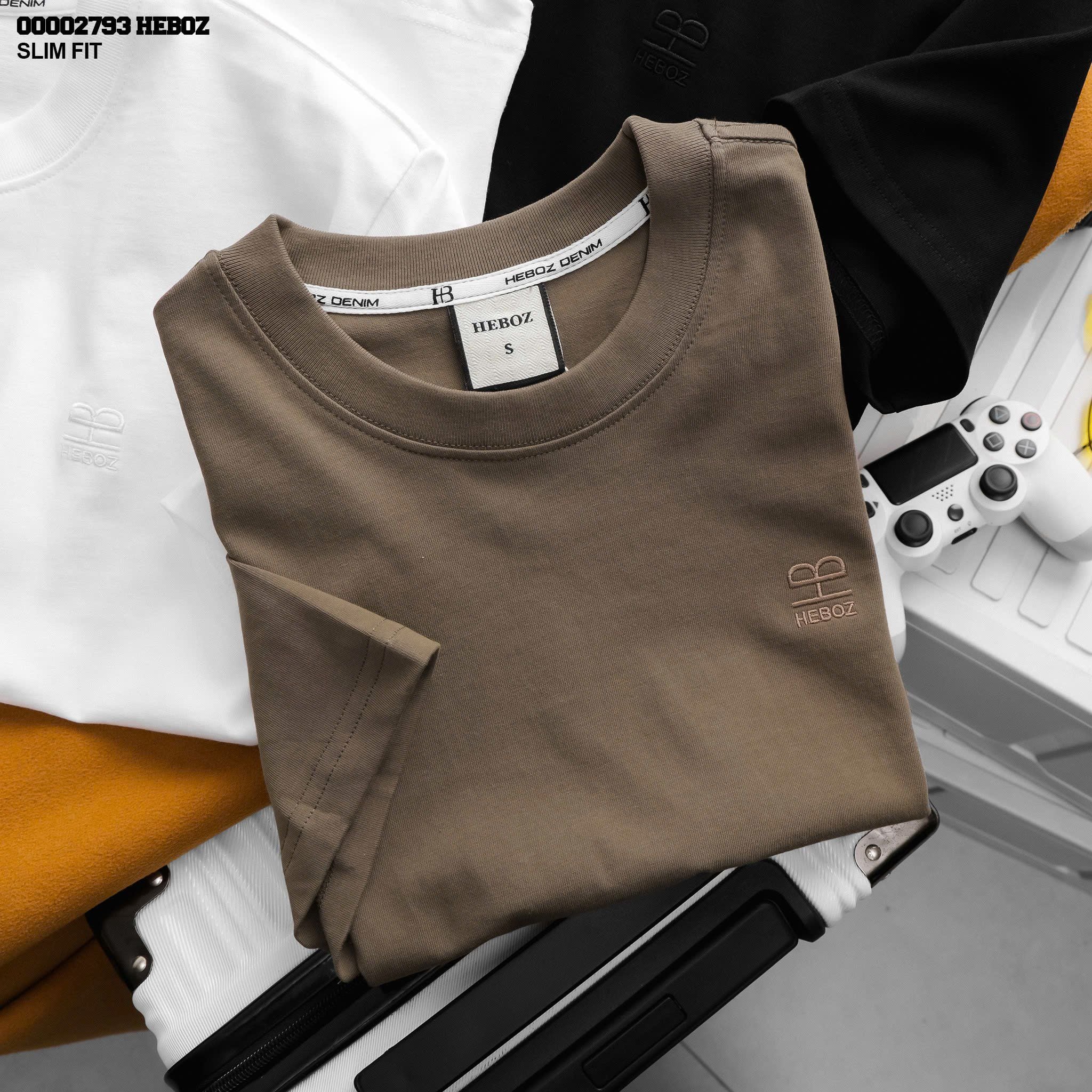 Áo thun nam Heboz trơn slim 7M - 00002793 
