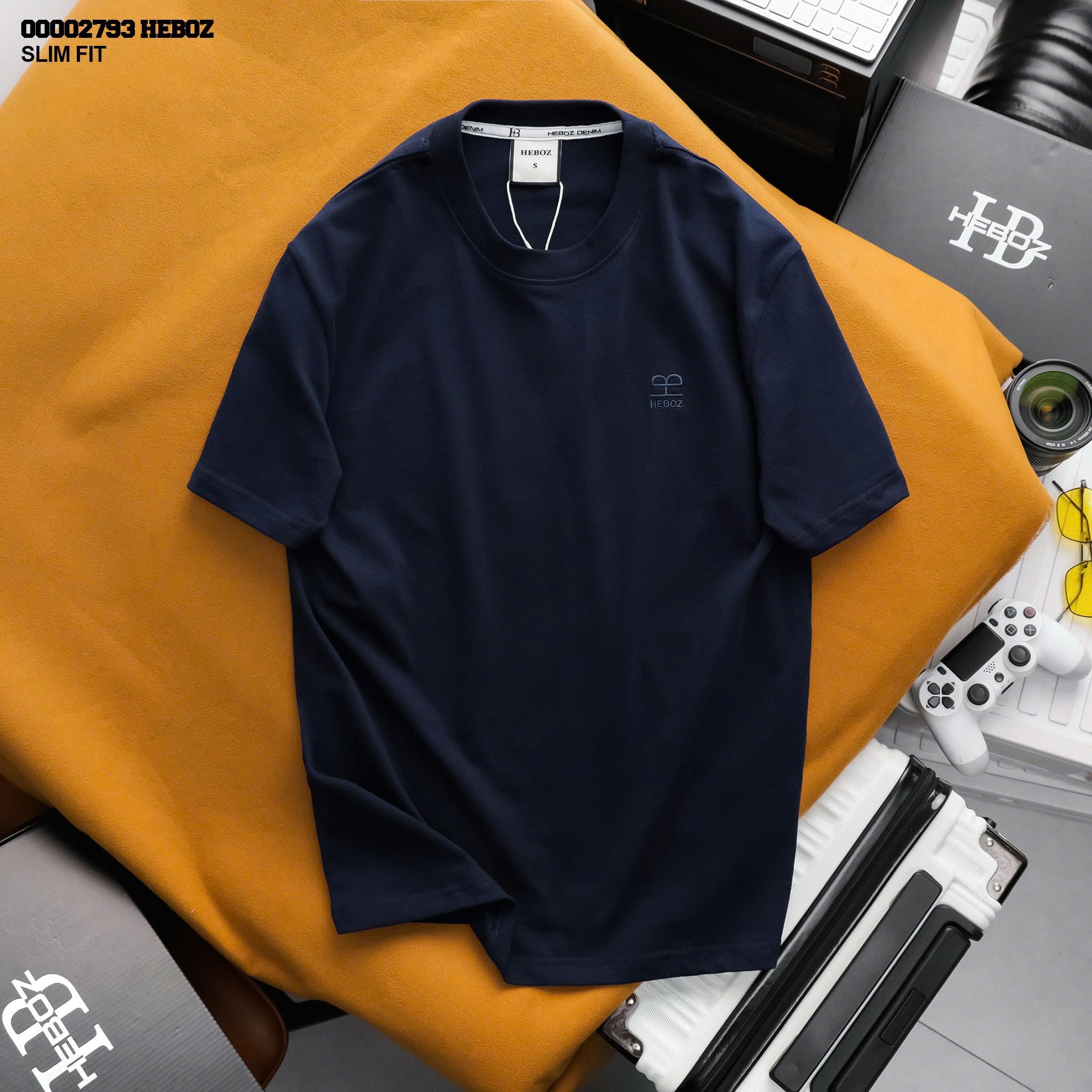  Áo thun nam Heboz trơn slim 7M - 00002793 
