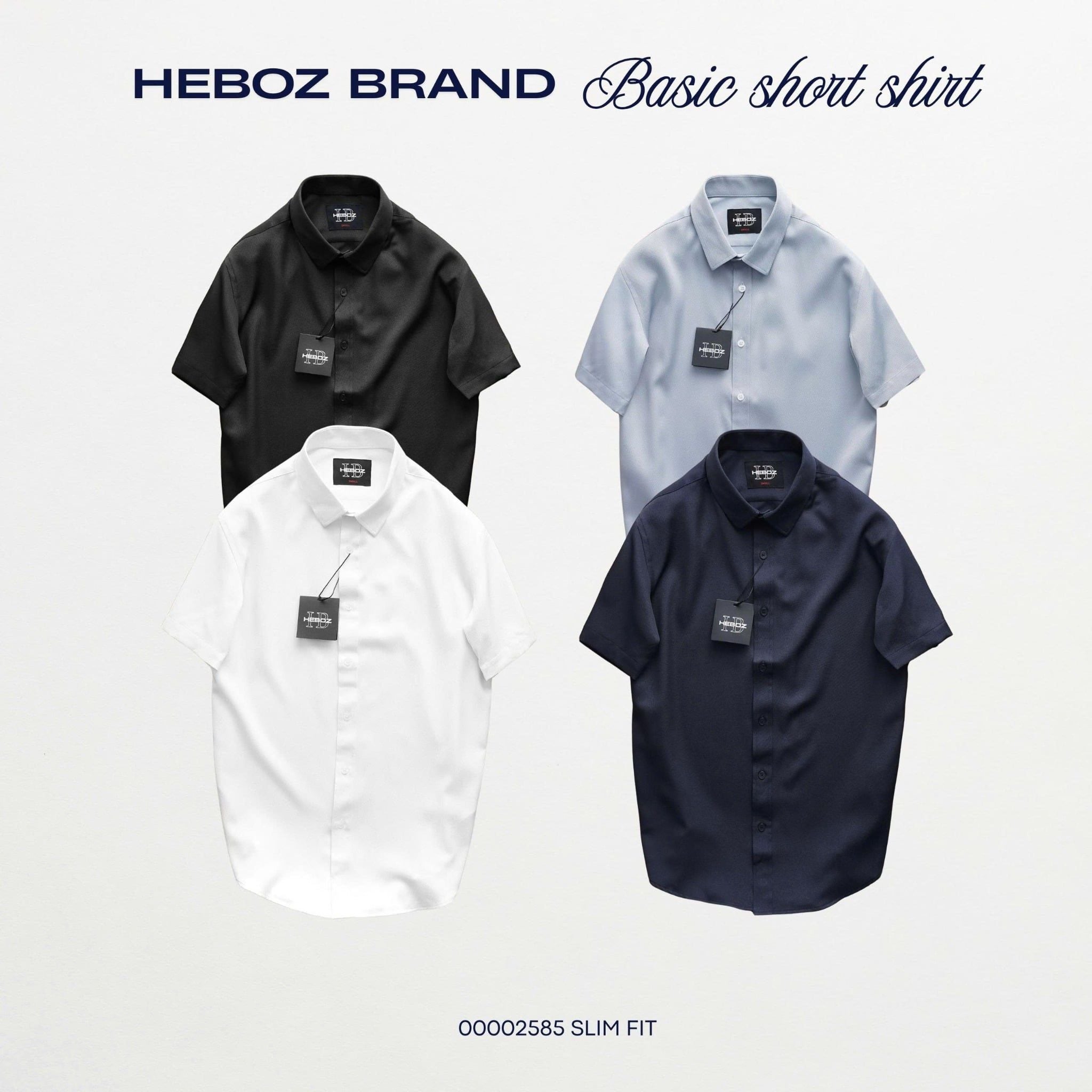  Áo sơ mi nam Heboz ngắn tay Gân chéo 3M - 00002585 