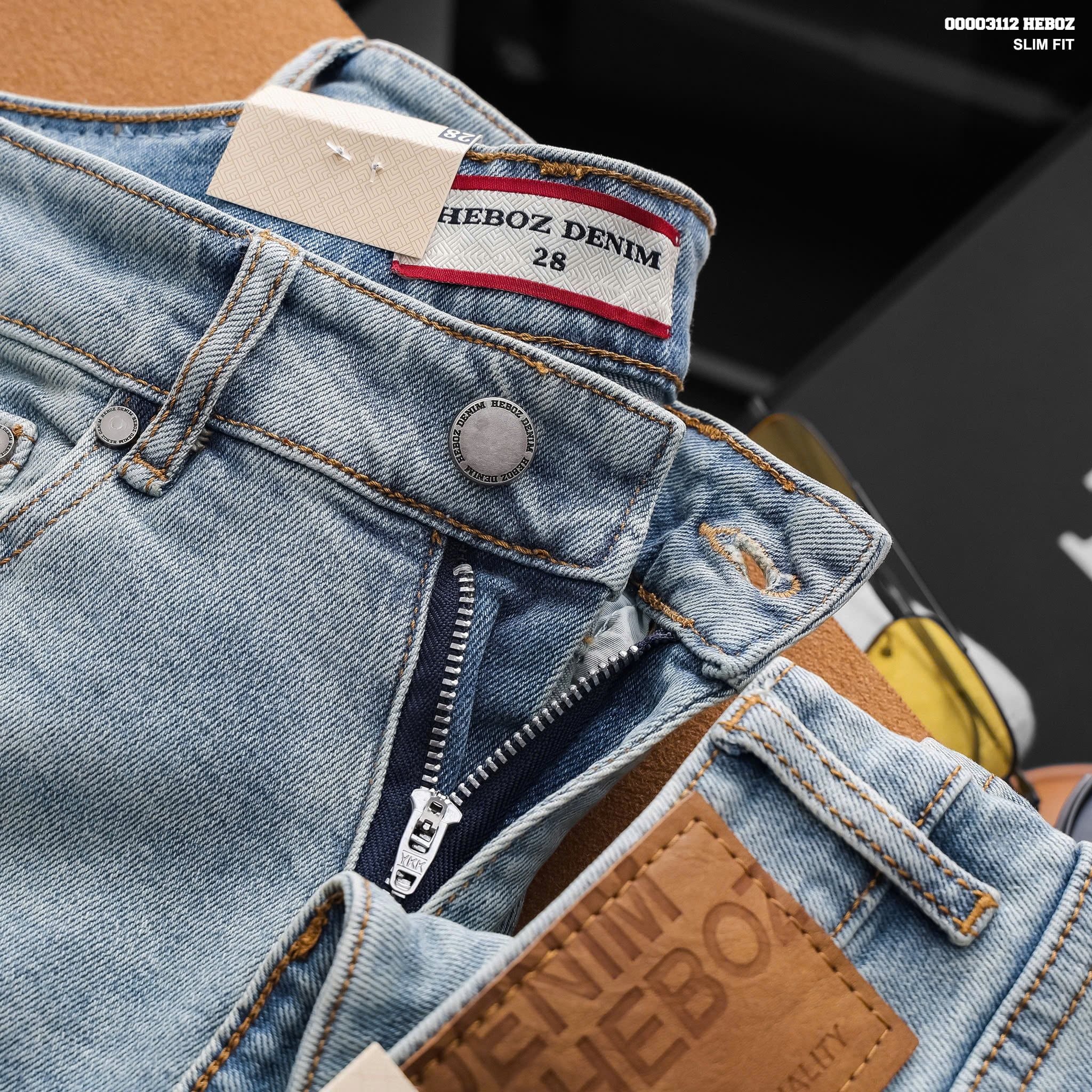  Quần jean nam HEBOZ dáng slim trơn D115 - 00003112 