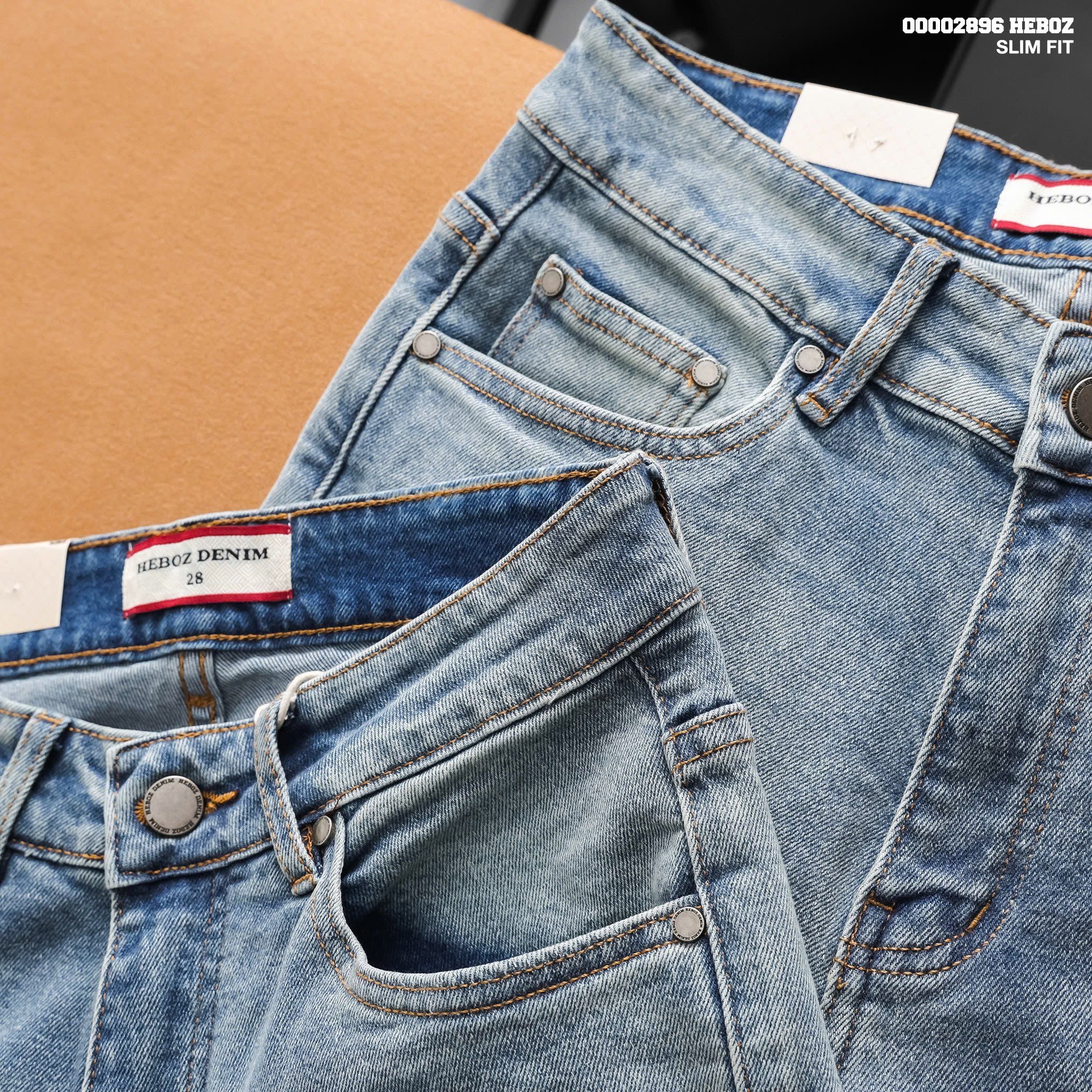  Quần jean nam Heboz dáng slim rách D066 - 00002896 