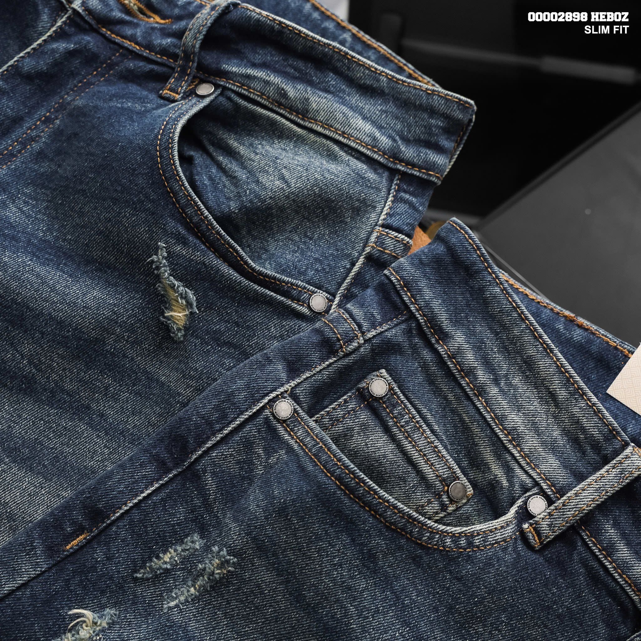  Quần jean nam Heboz dáng slim rách D067 - 00002898 