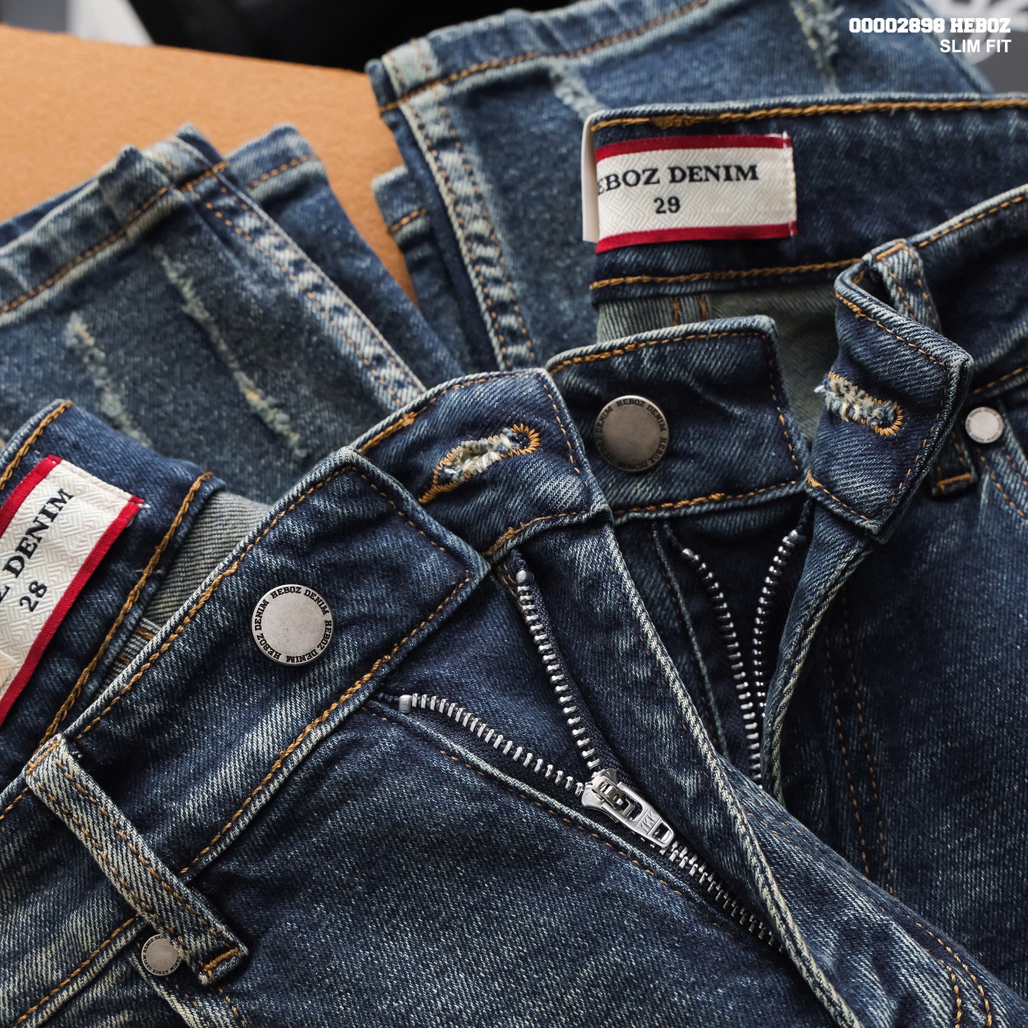  Quần jean nam Heboz dáng slim rách D067 - 00002898 