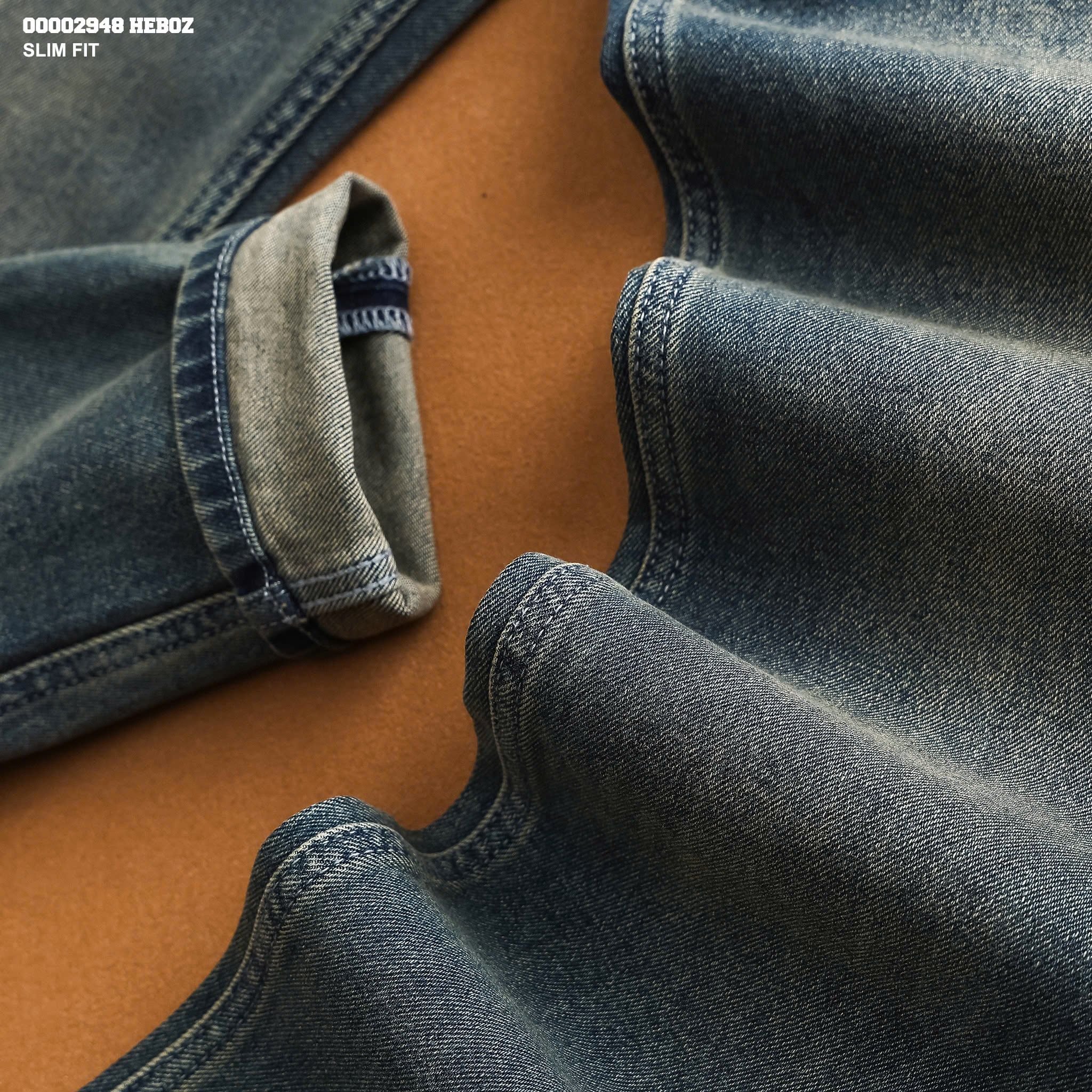  Quần jean nam Heboz dáng slim trơn D002 - 00002948 