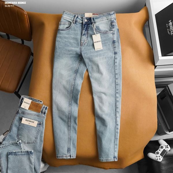  Quần jean nam slim trơn HEBOZ D03 - 00003152 