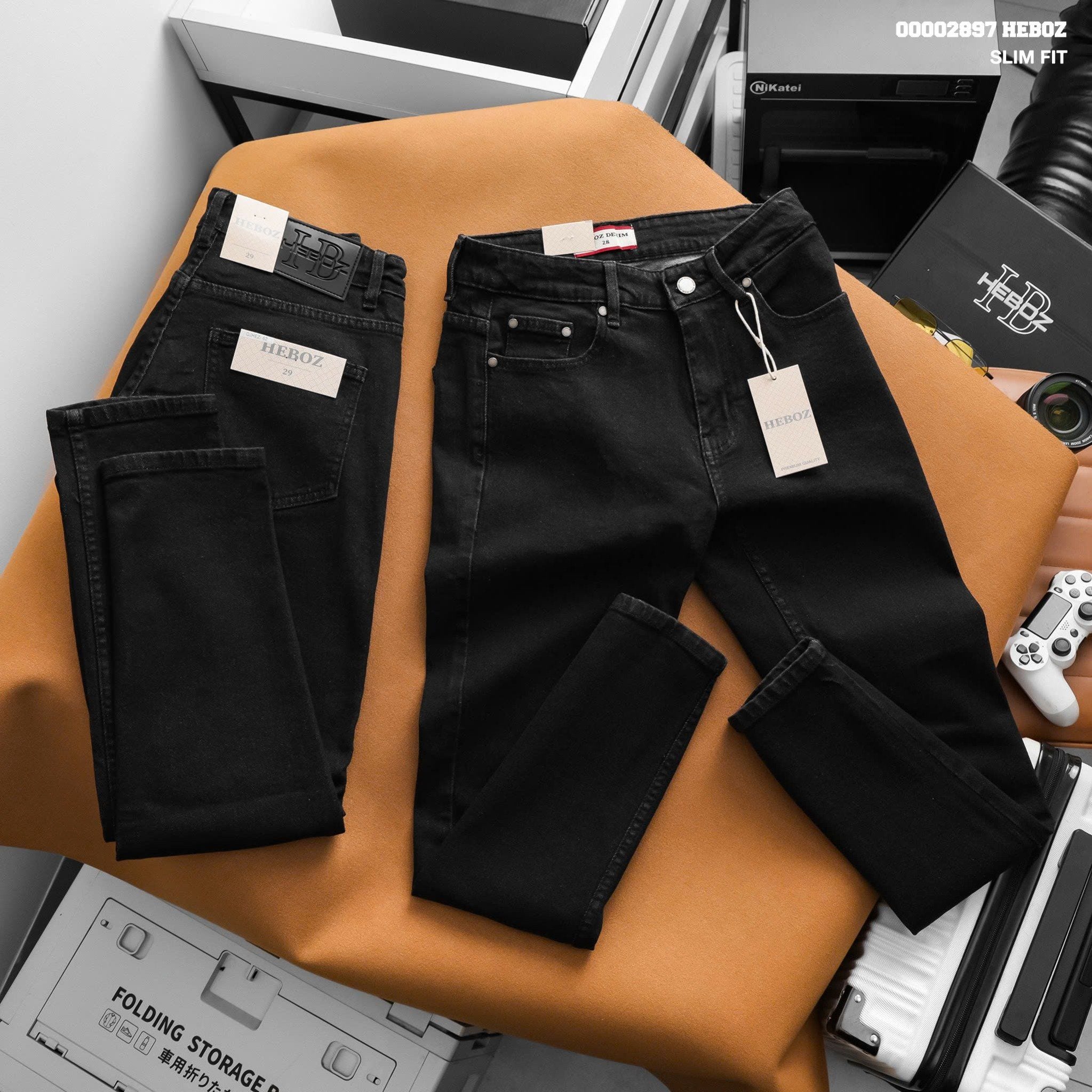  Quần jean nam Heboz dáng slim trơn D062 - 00002897 