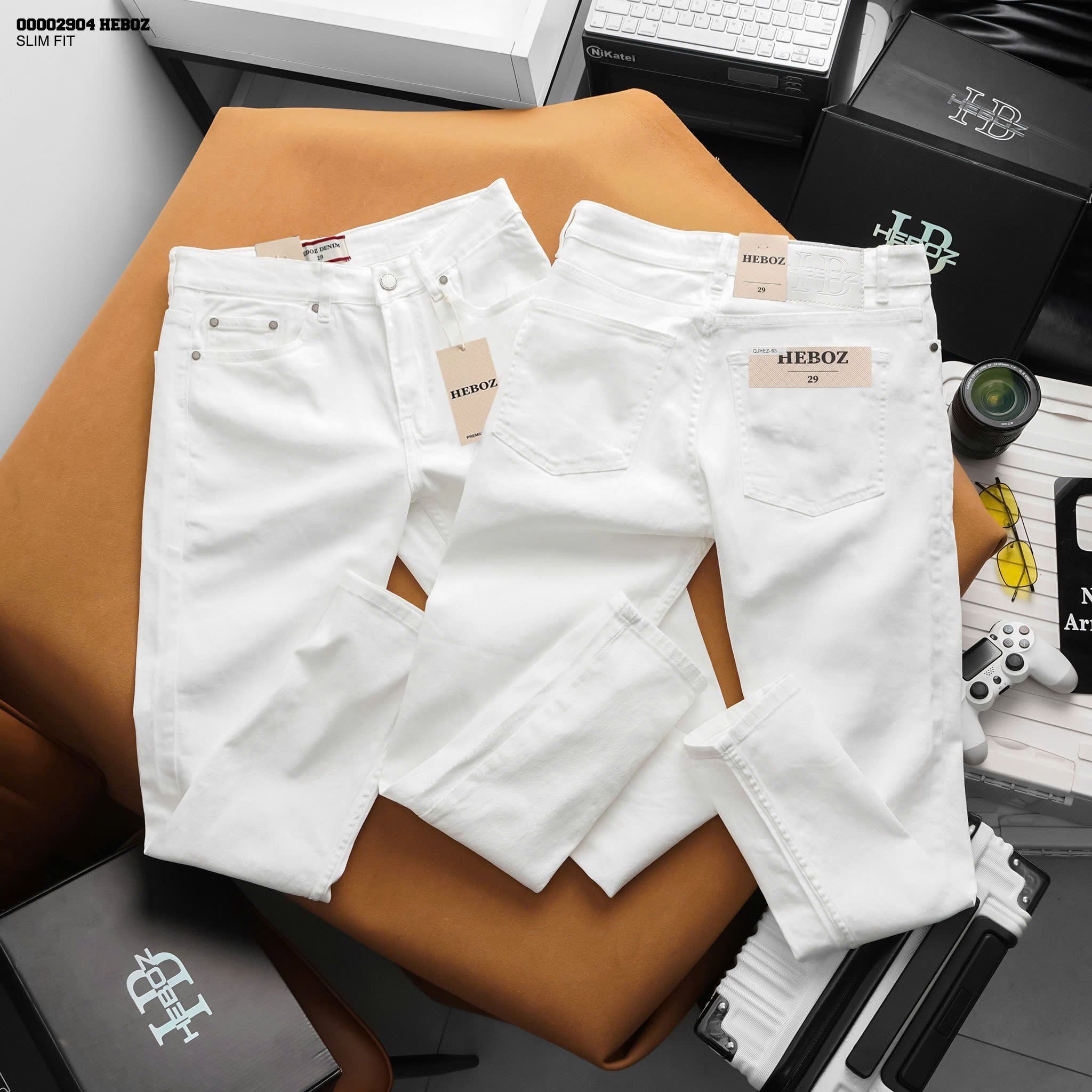  Quần jean nam Heboz dáng slim trơn D063 - 00002904 