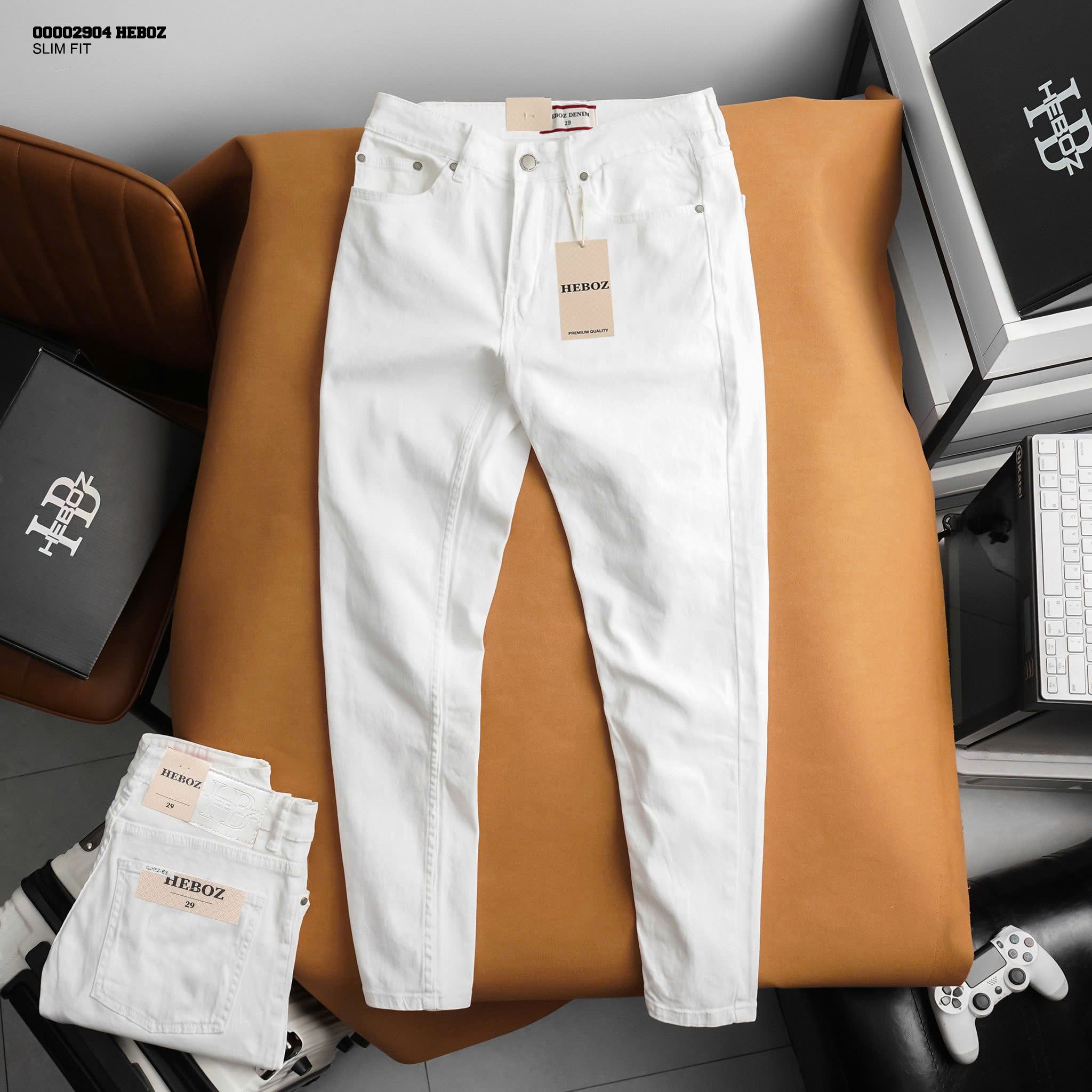  Quần jean nam Heboz dáng slim trơn D063 - 00002904 