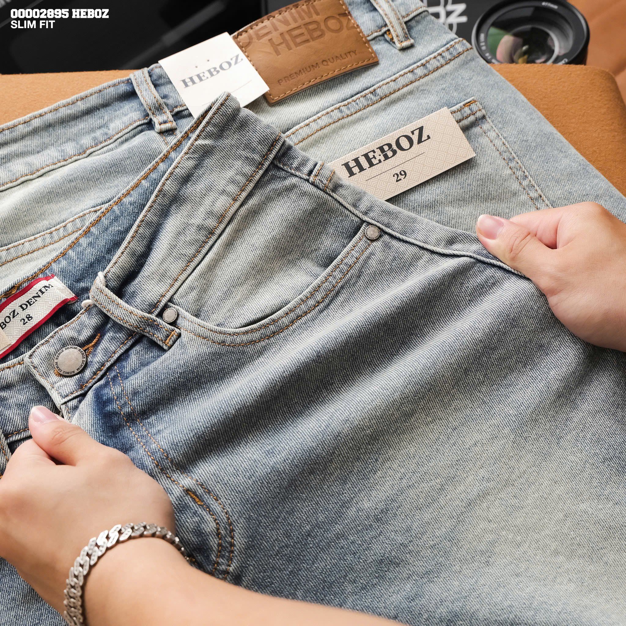  Quần jean nam Heboz dáng slim trơn D064 - 00002895 