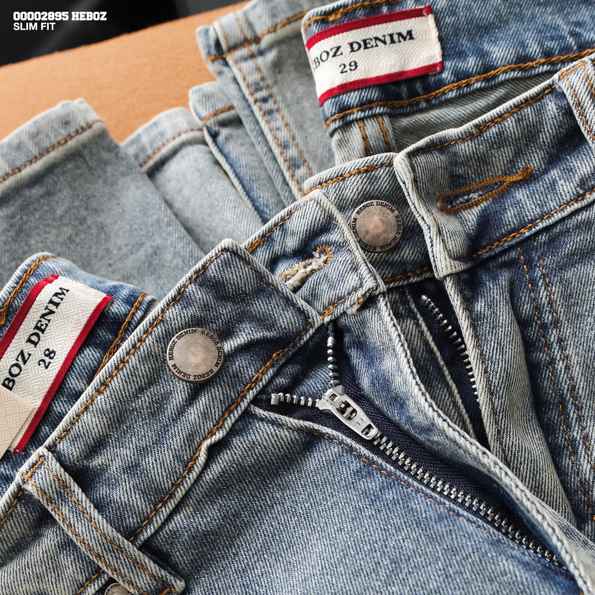  Quần jean nam Heboz dáng slim trơn D064 - 00002895 