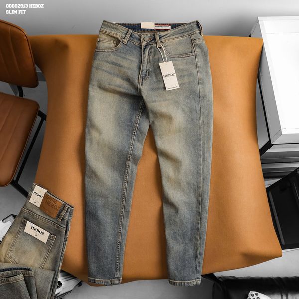  Quần jean nam Heboz dáng slim trơn D072 - 00002913 