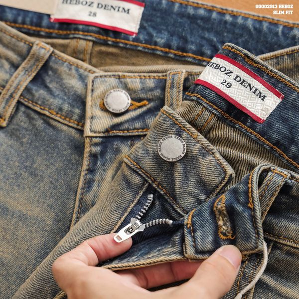  Quần jean nam Heboz dáng slim trơn D072 - 00002913 
