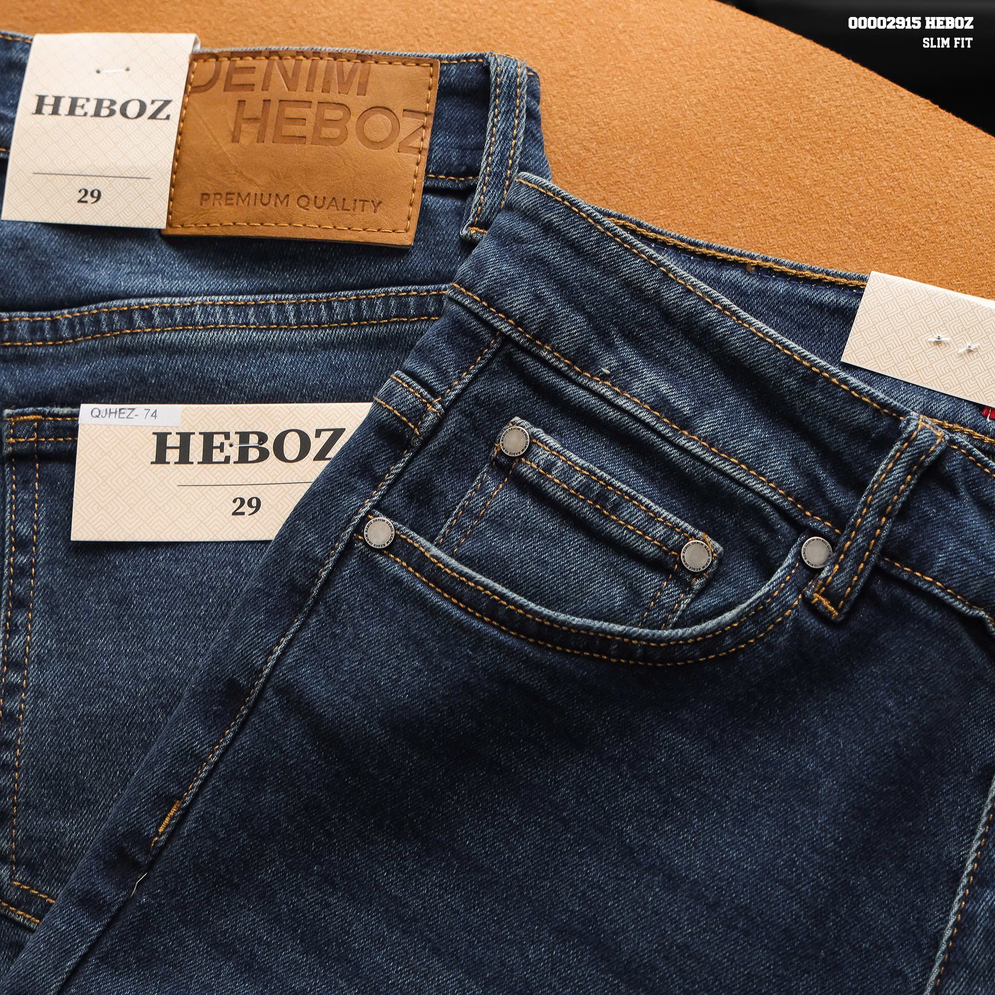  Quần jean nam Heboz dáng slim trơn D074 - 00002915 