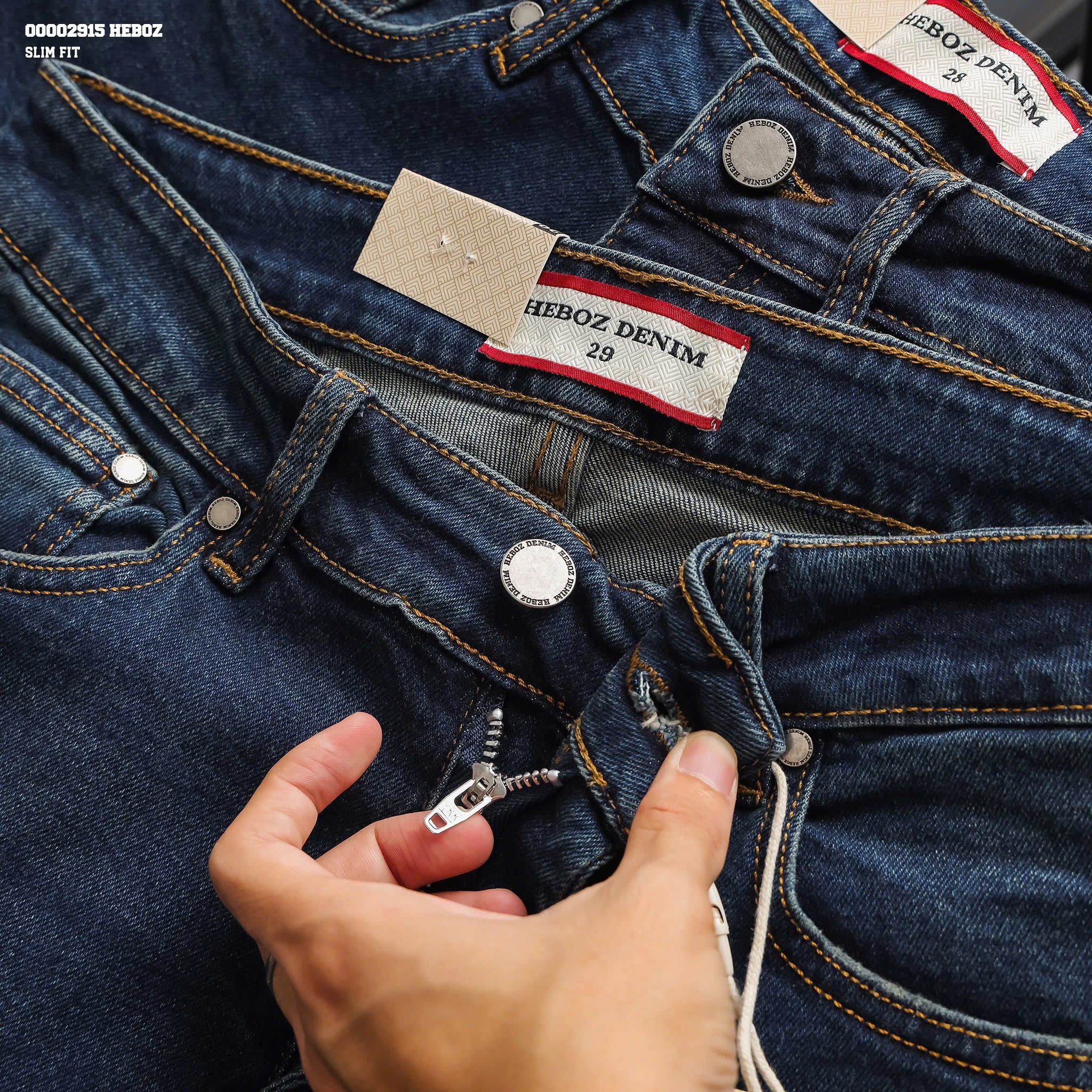  Quần jean nam Heboz dáng slim trơn D074 - 00002915 