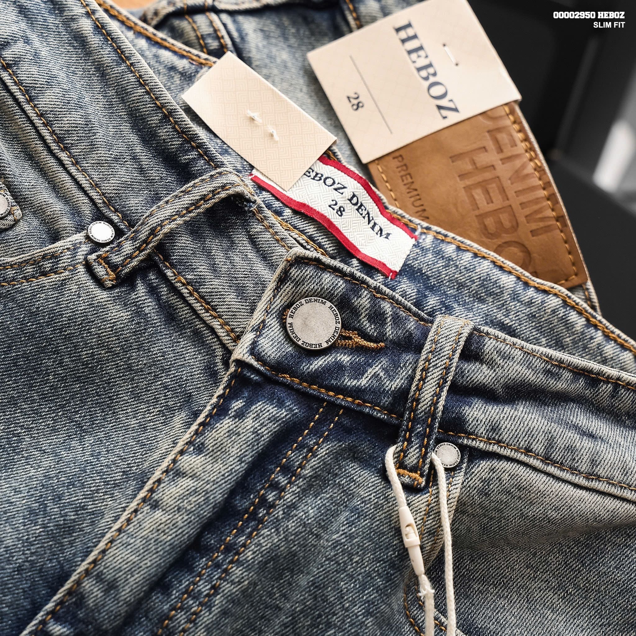  Quần jean nam Heboz dáng slim trơn D086 - 00002950 