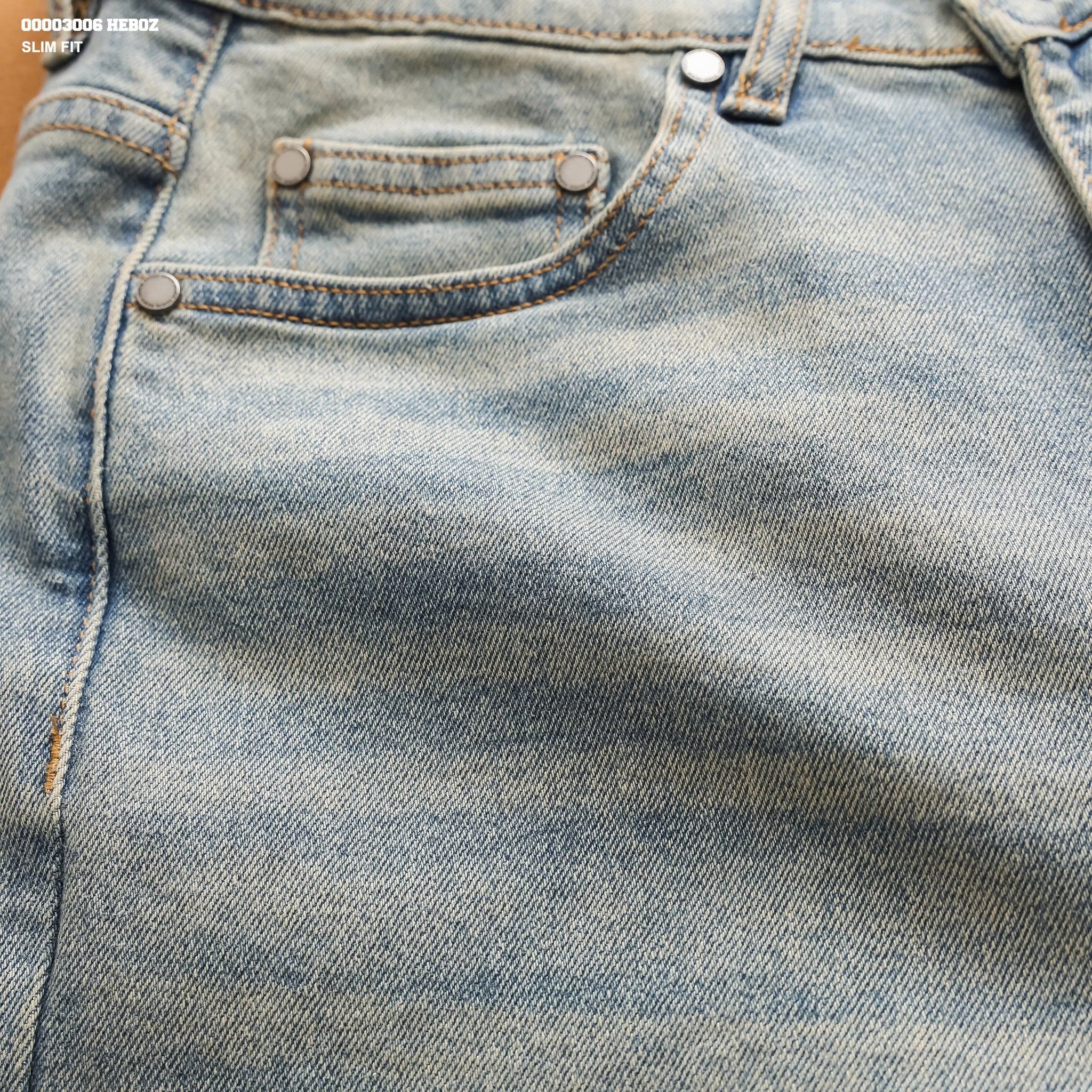 Quần jean nam Heboz dáng slim trơn D100 - 00003006 