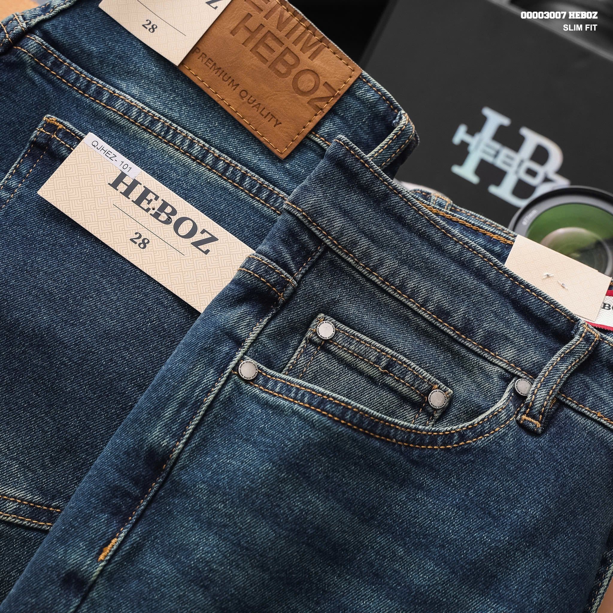  Quần jean nam Heboz dáng slim trơn D101 - 00003007 