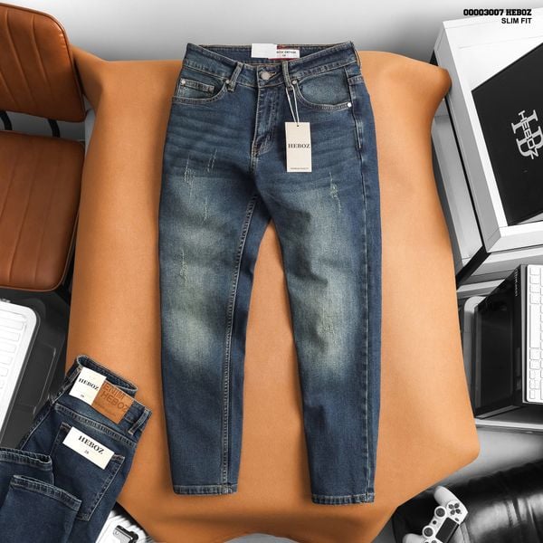  Quần jean nam Heboz dáng slim trơn D101 - 00003007 