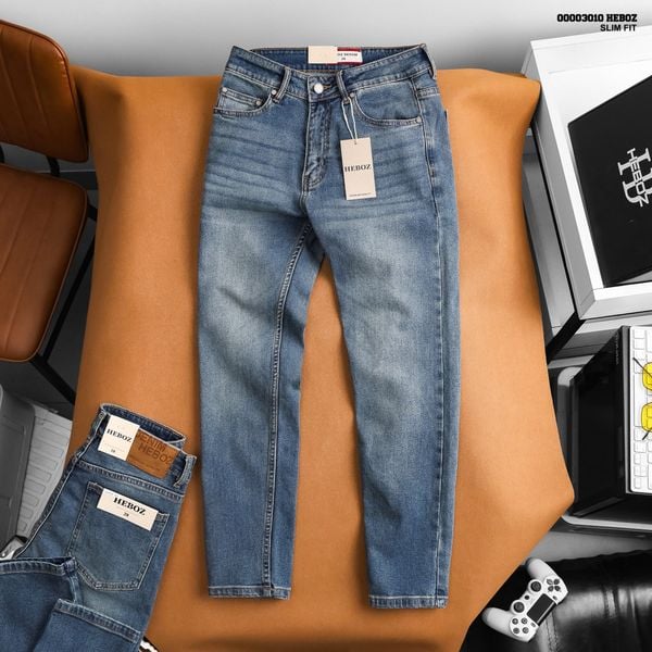  Quần jean nam HEBOZ dáng slim trơn D103 - 00003010 
