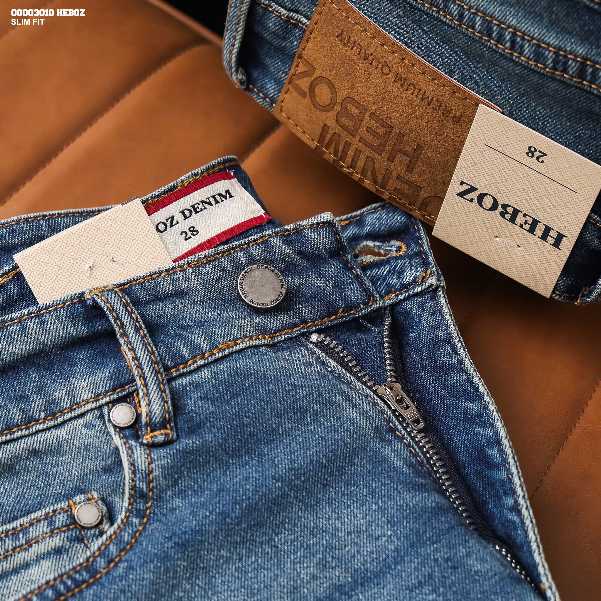  Quần jean nam Heboz dáng slim trơn D103 - 00003010 