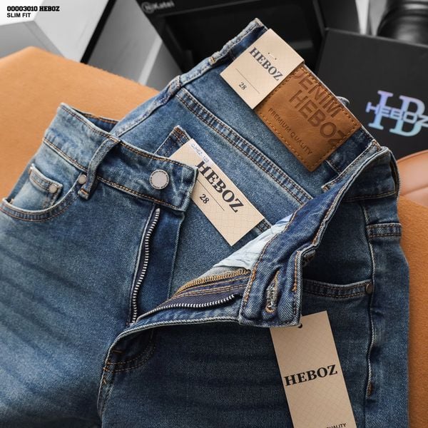  Quần jean nam HEBOZ dáng slim trơn D103 - 00003010 