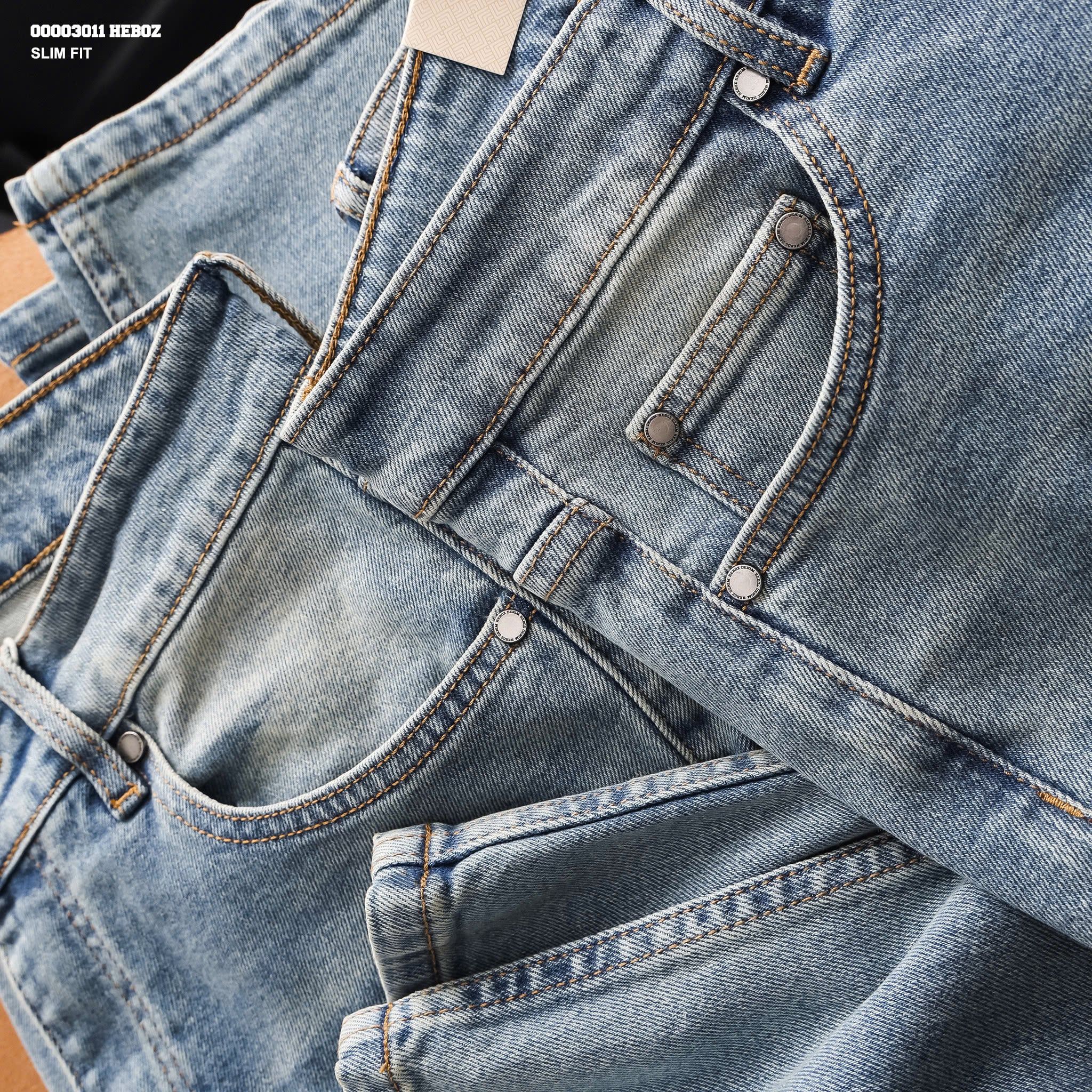  Quần jean nam Heboz dáng slim trơn D104 - 00003011 