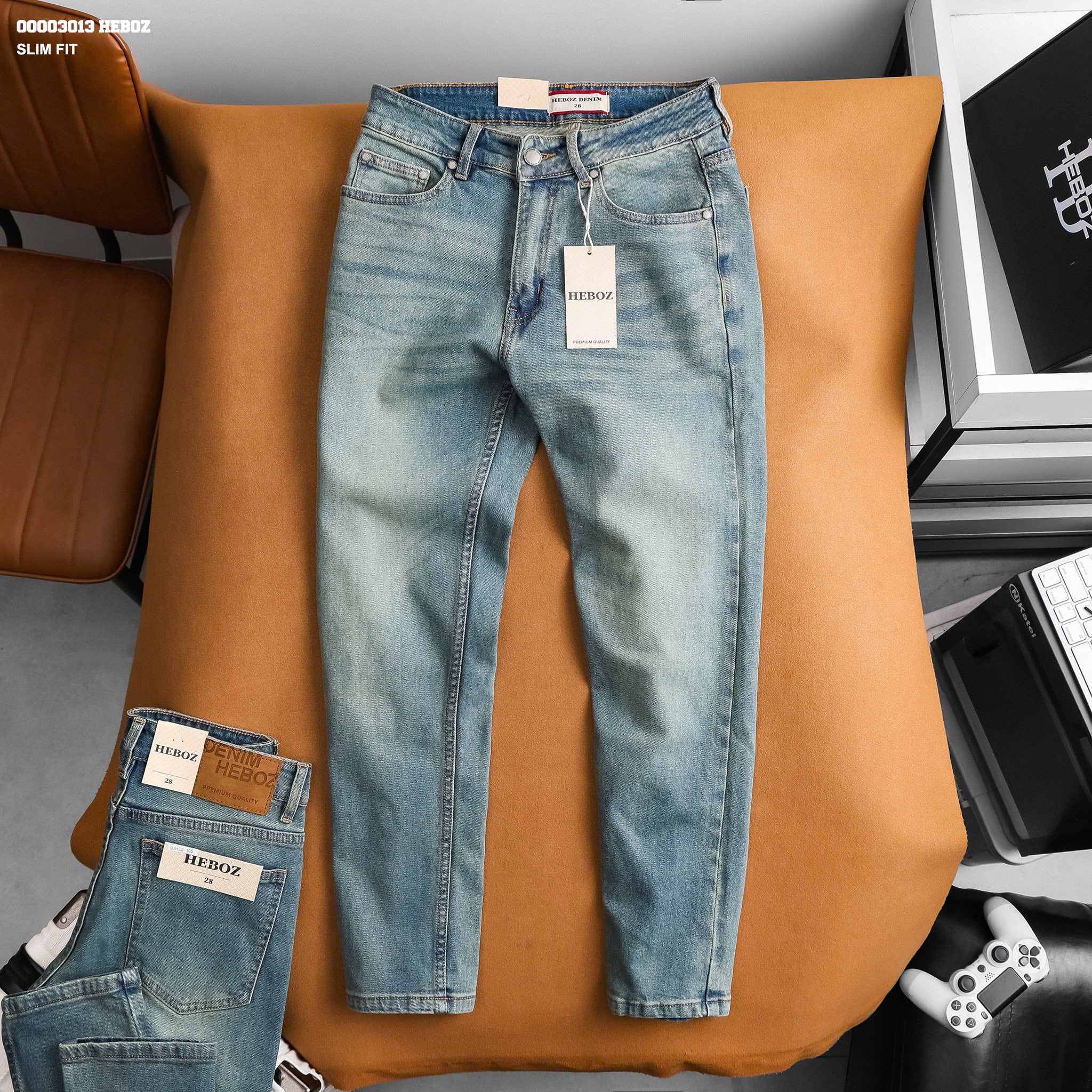  Quần jean nam Heboz dáng slim trơn D105 - 00003013 