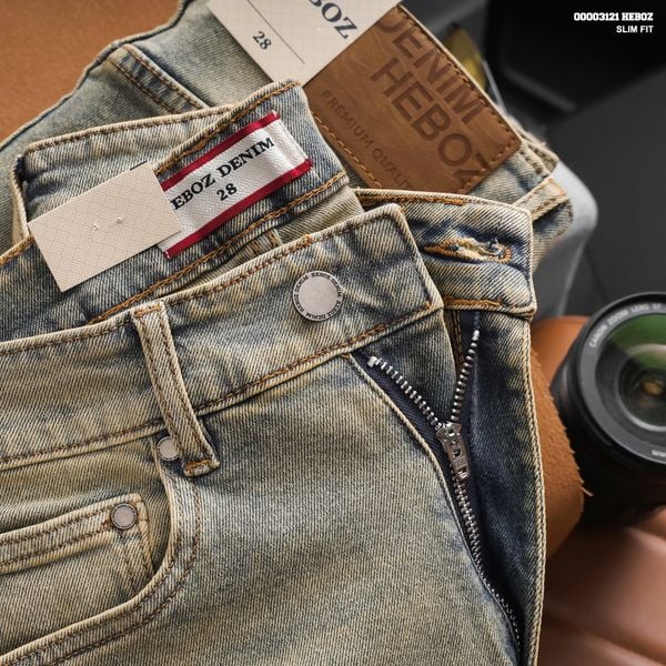  Quần jean nam Heboz dáng slim trơn D117 - 00003121 