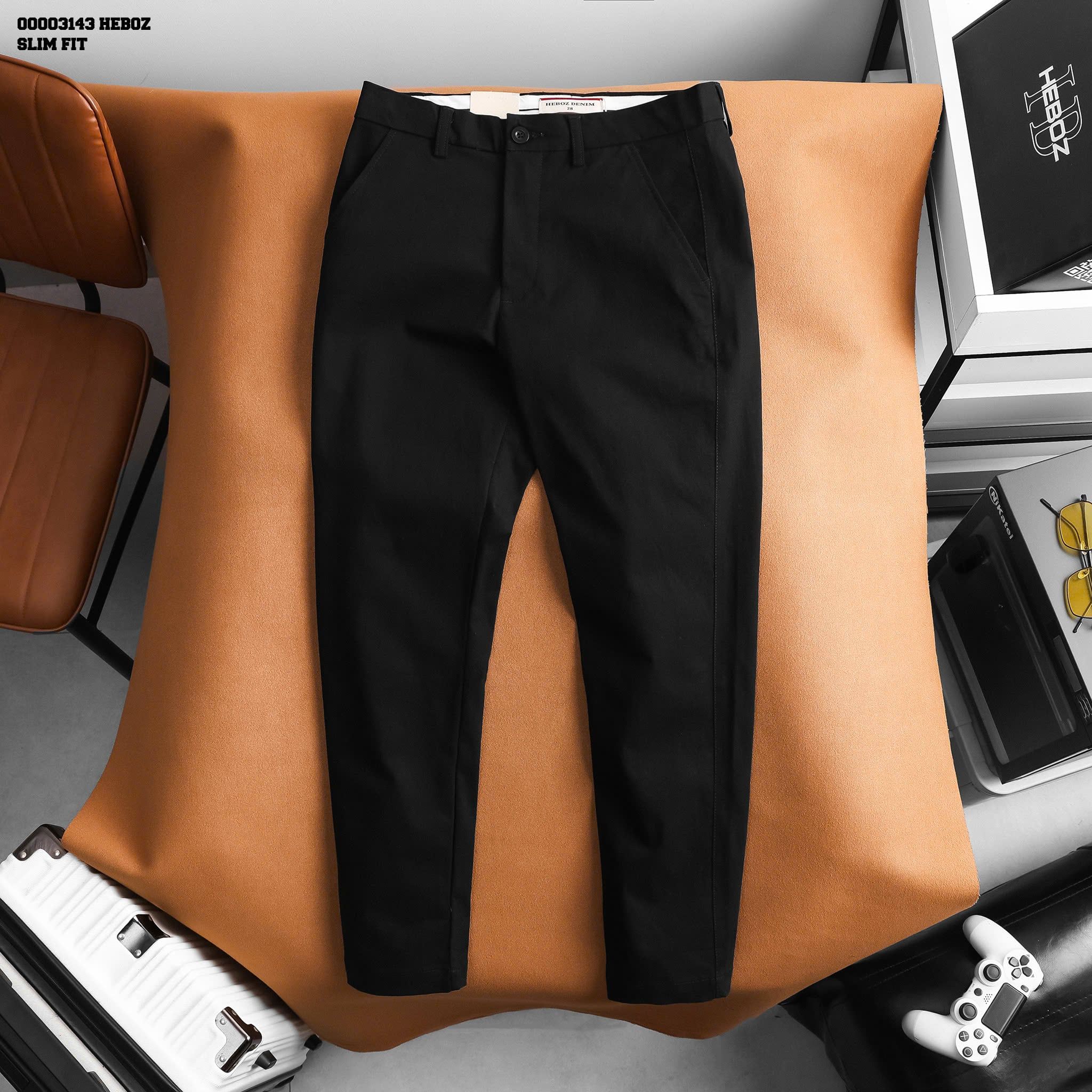  Quần kaki nam HEBOZ classic garment slim 4M - 00003143 