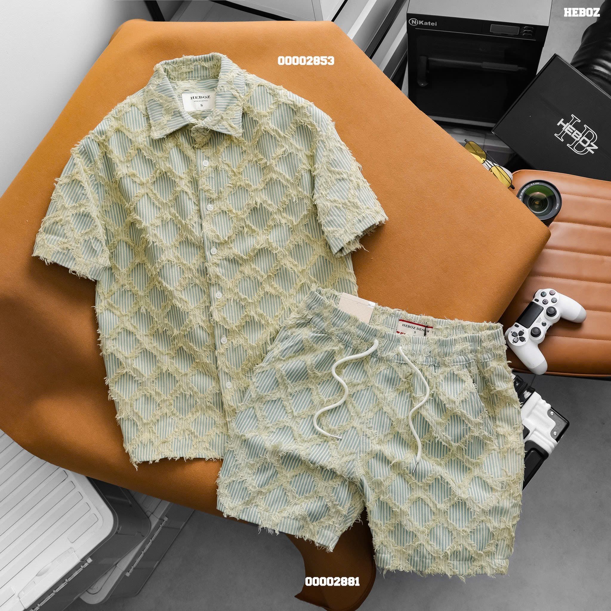  Áo sơ mi nam Heboz denim ngắn tay 2M - 00002853 