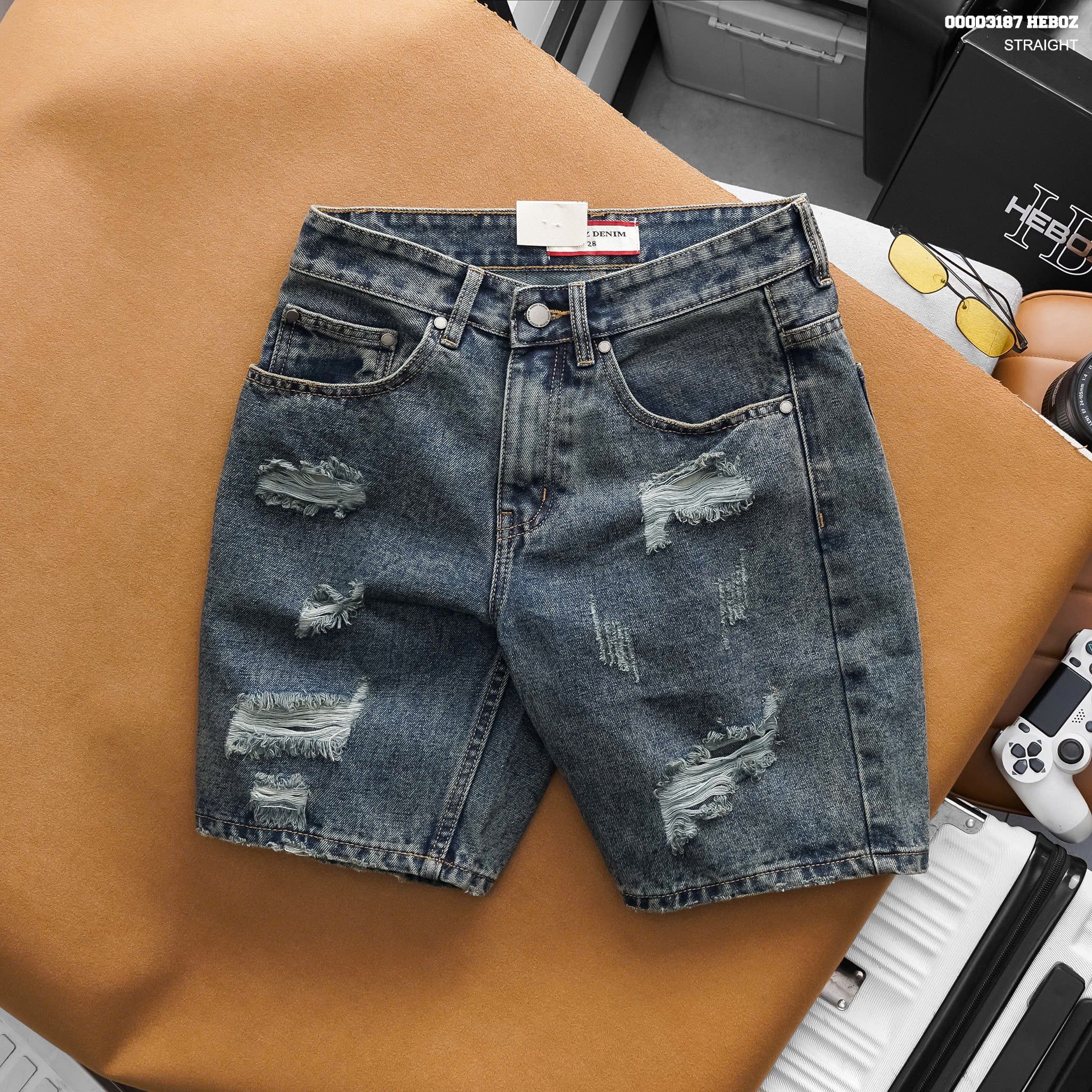  Quần short jean HEBOZ Distressed straight 3M - 00003187 