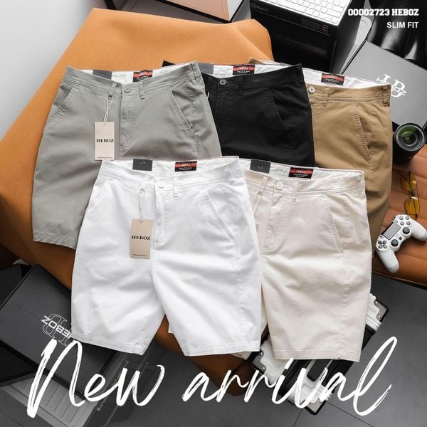  Quần short nam Heboz kaki classic 5M - 00002723 