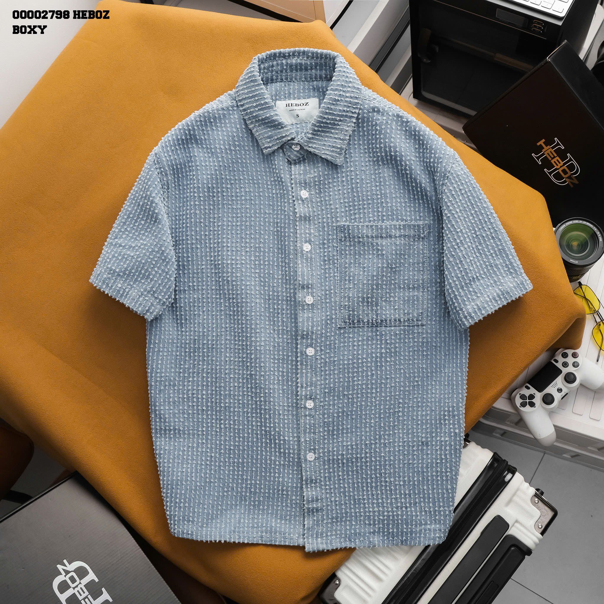  Áo sơ mi nam Heboz NT strip denim 2M - 00002798 