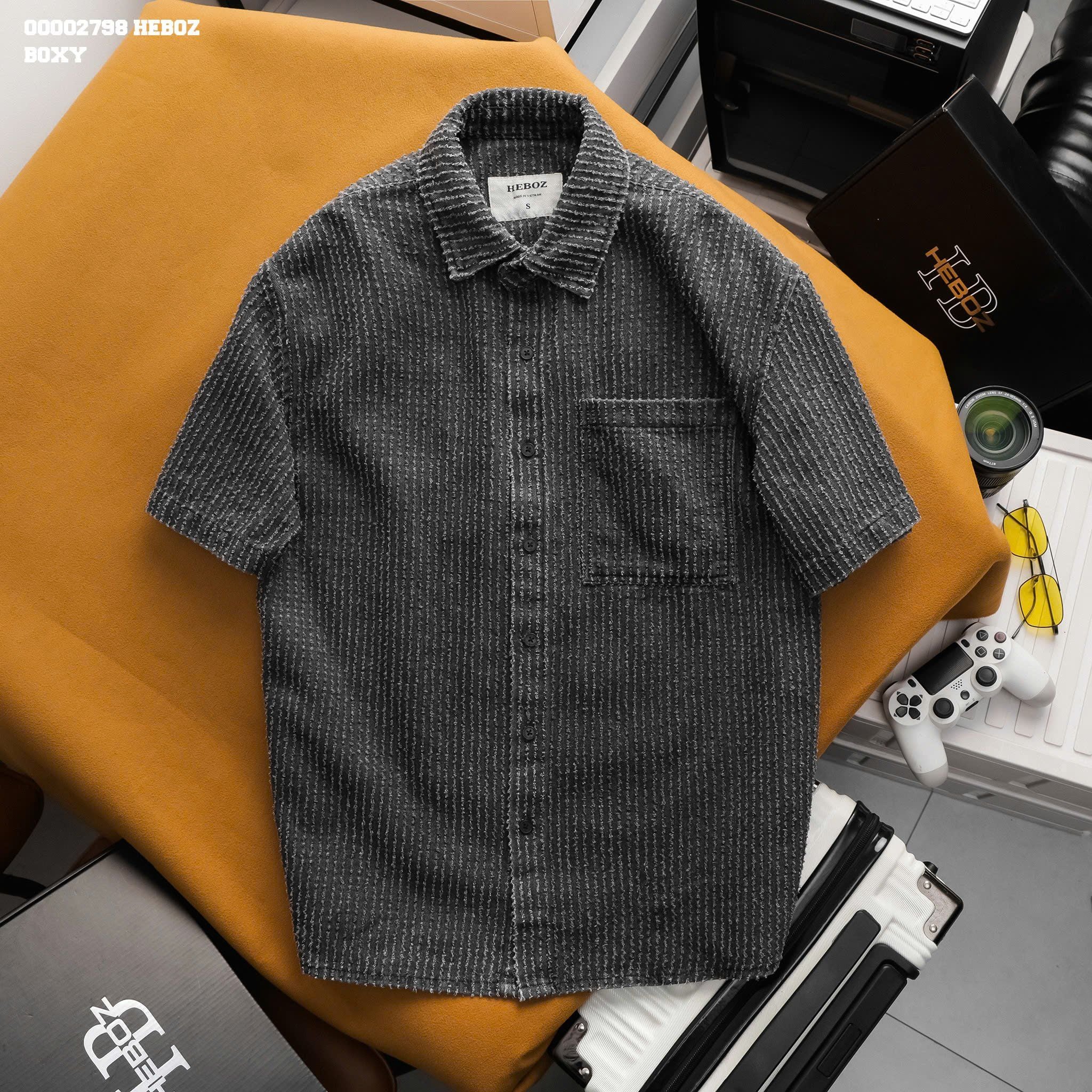  Áo sơ mi nam Heboz NT strip denim 2M - 00002798 