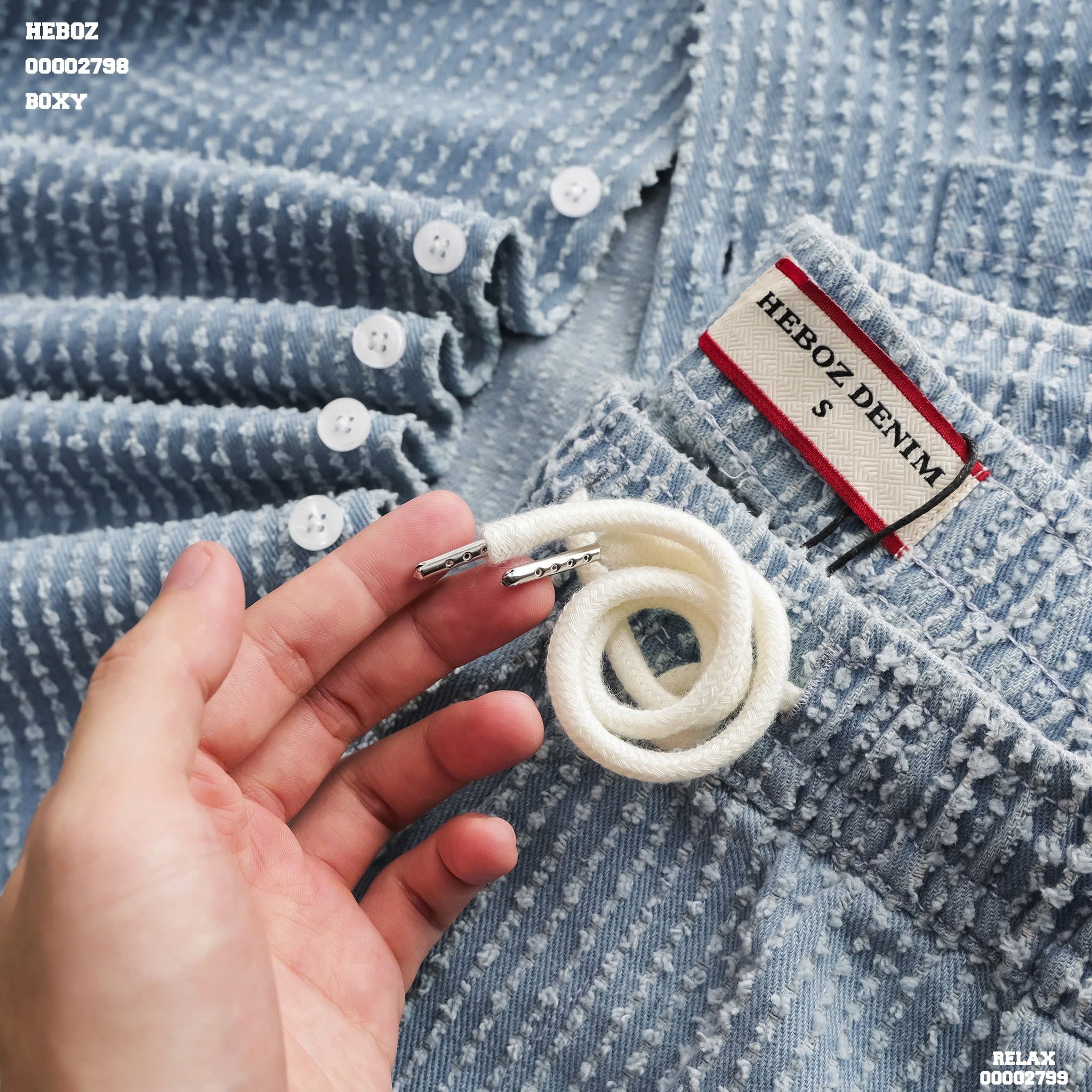  Quần short nam Heboz strip denim 2M - 00002799 