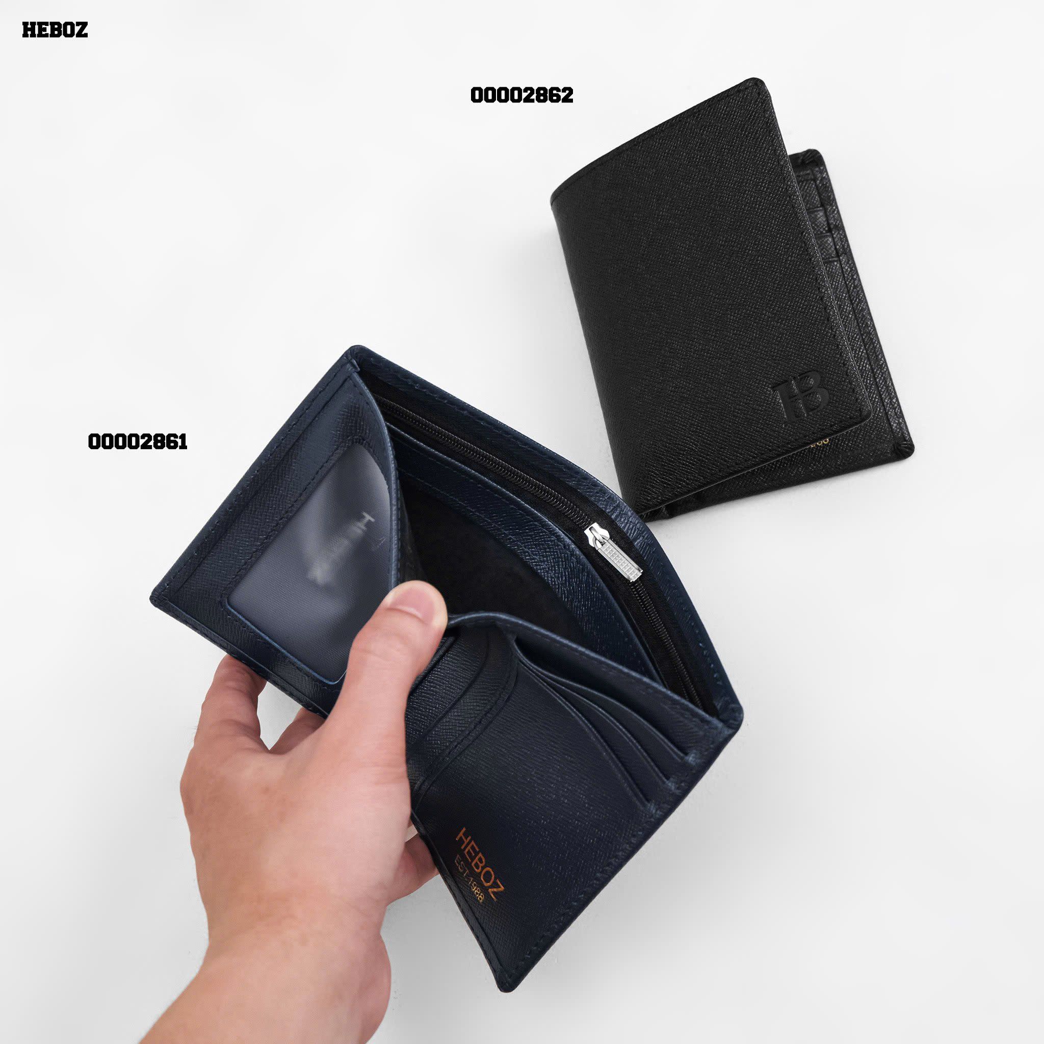  Ví da nam Heboz classic đứng - Navy - 00002861 