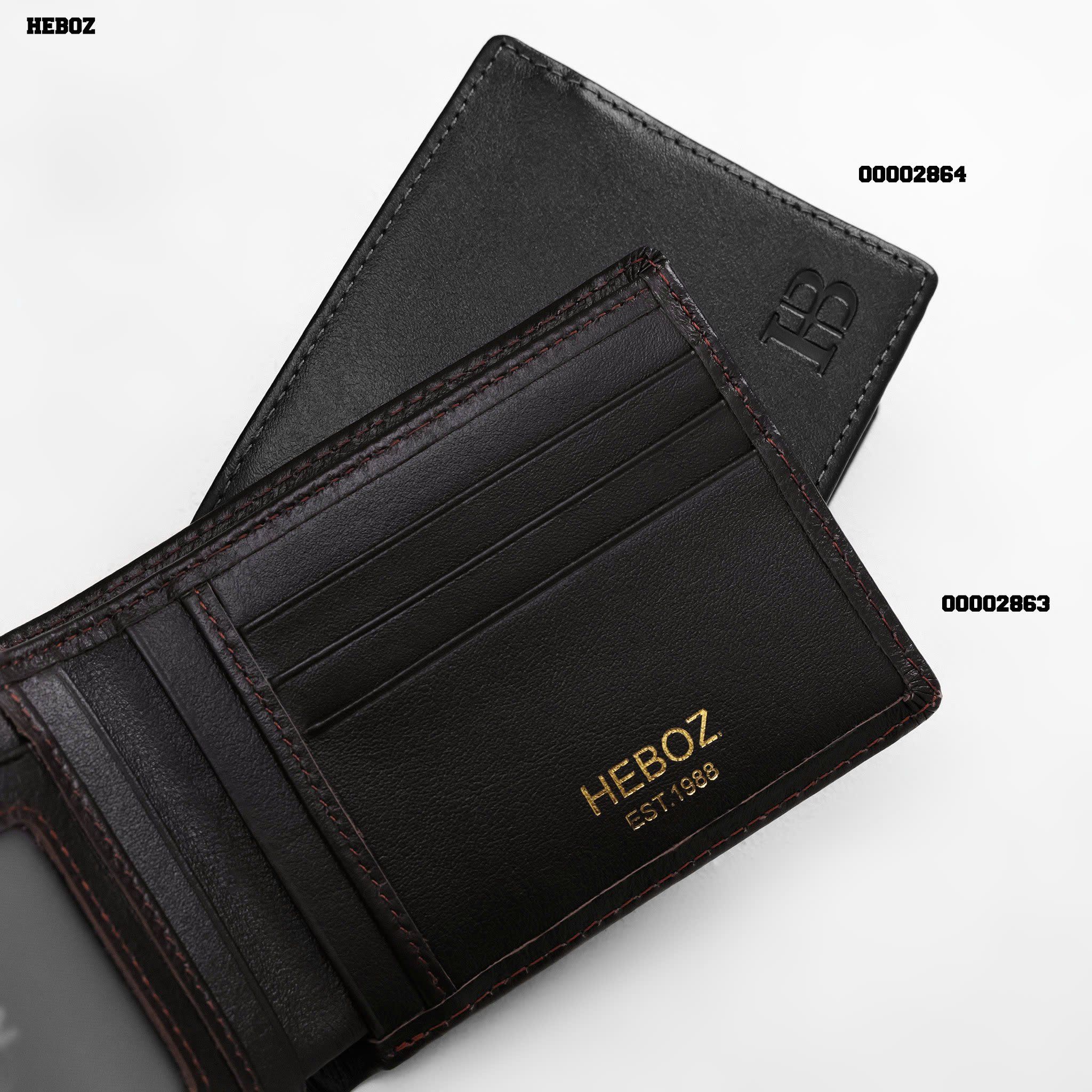  Ví da nam Heboz classic ngang - Đen - 00002864 
