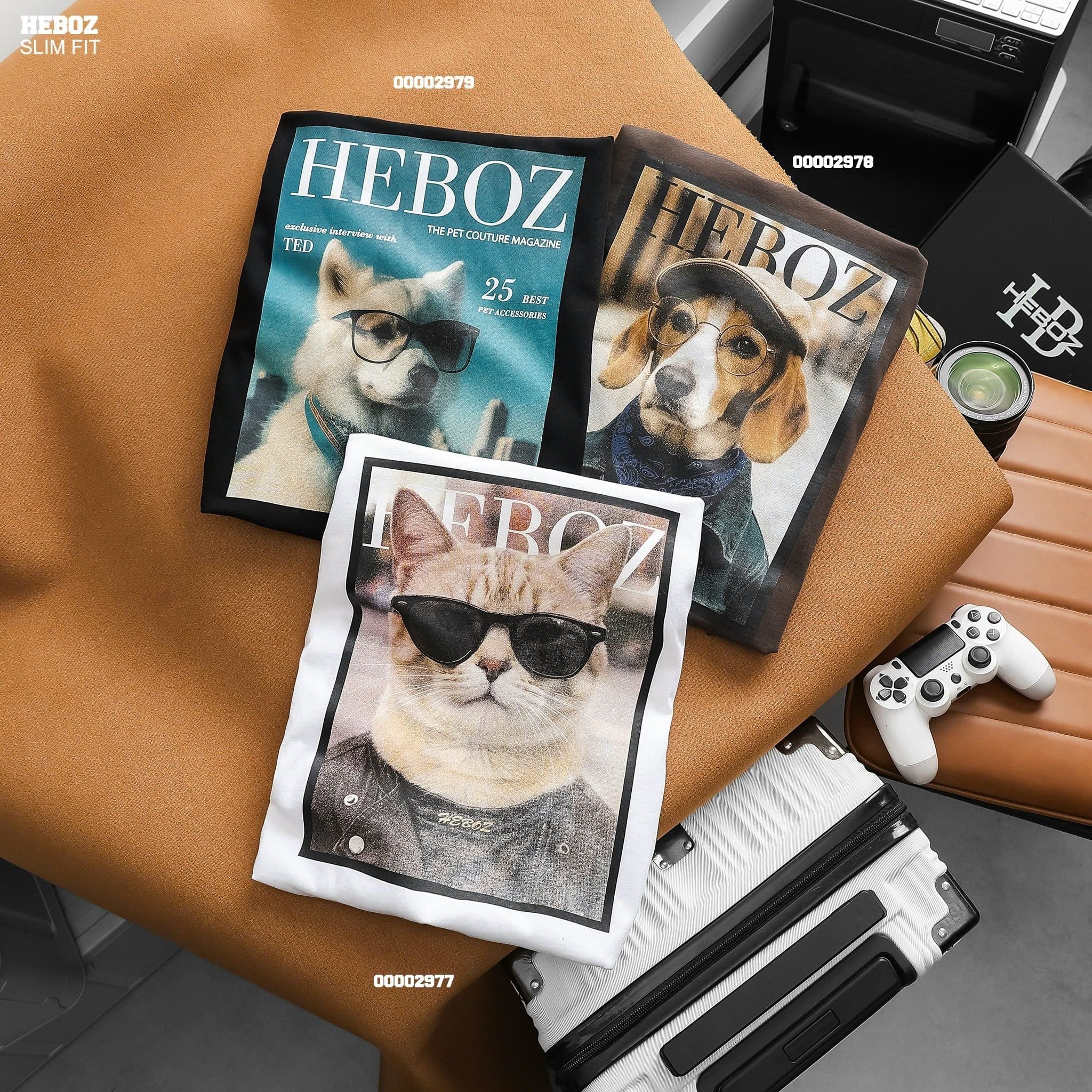  Áo thun nam Heboz Cat icon print - 00002977 