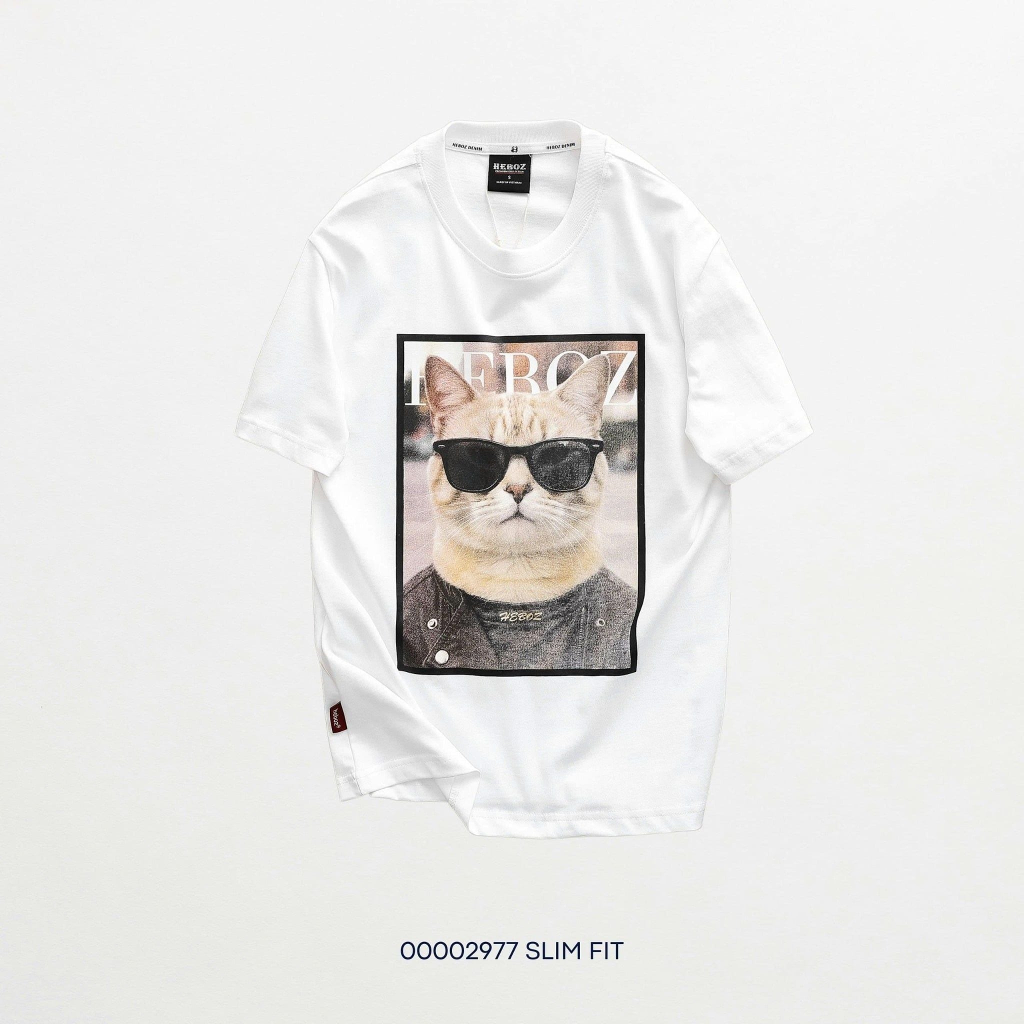  Áo thun nam Heboz Cat icon print - 00002977 