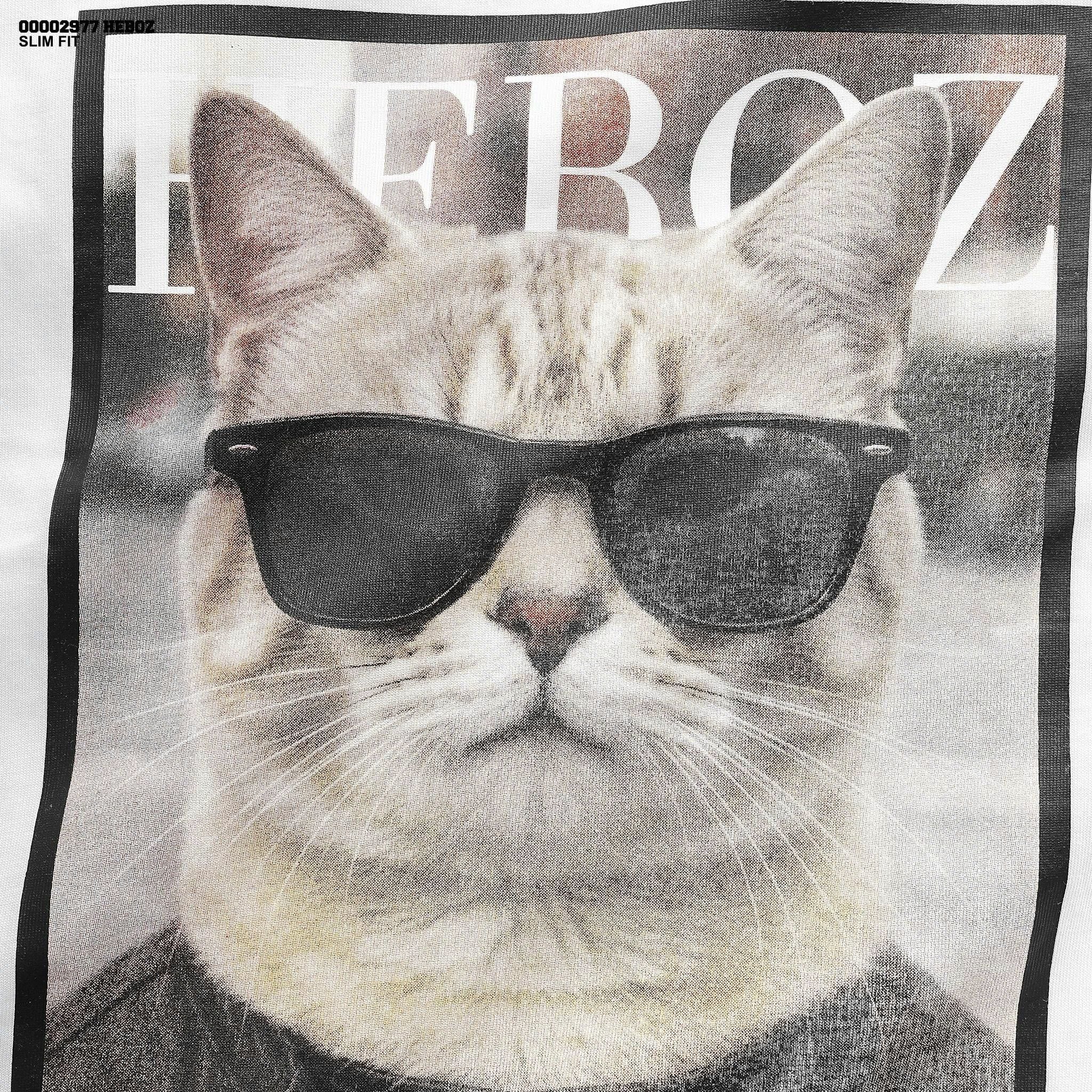  Áo thun nam Heboz Cat icon print - 00002977 