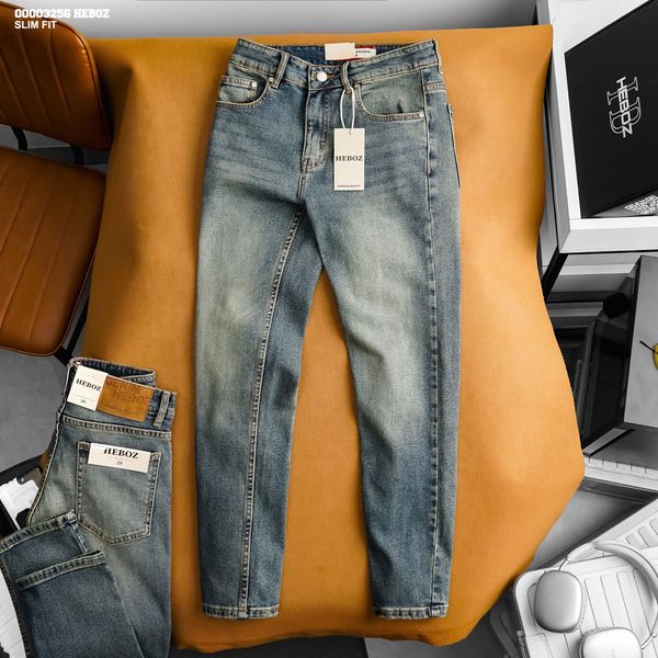  Quần jean nam Heboz dáng slim trơn D34 - 00003256 