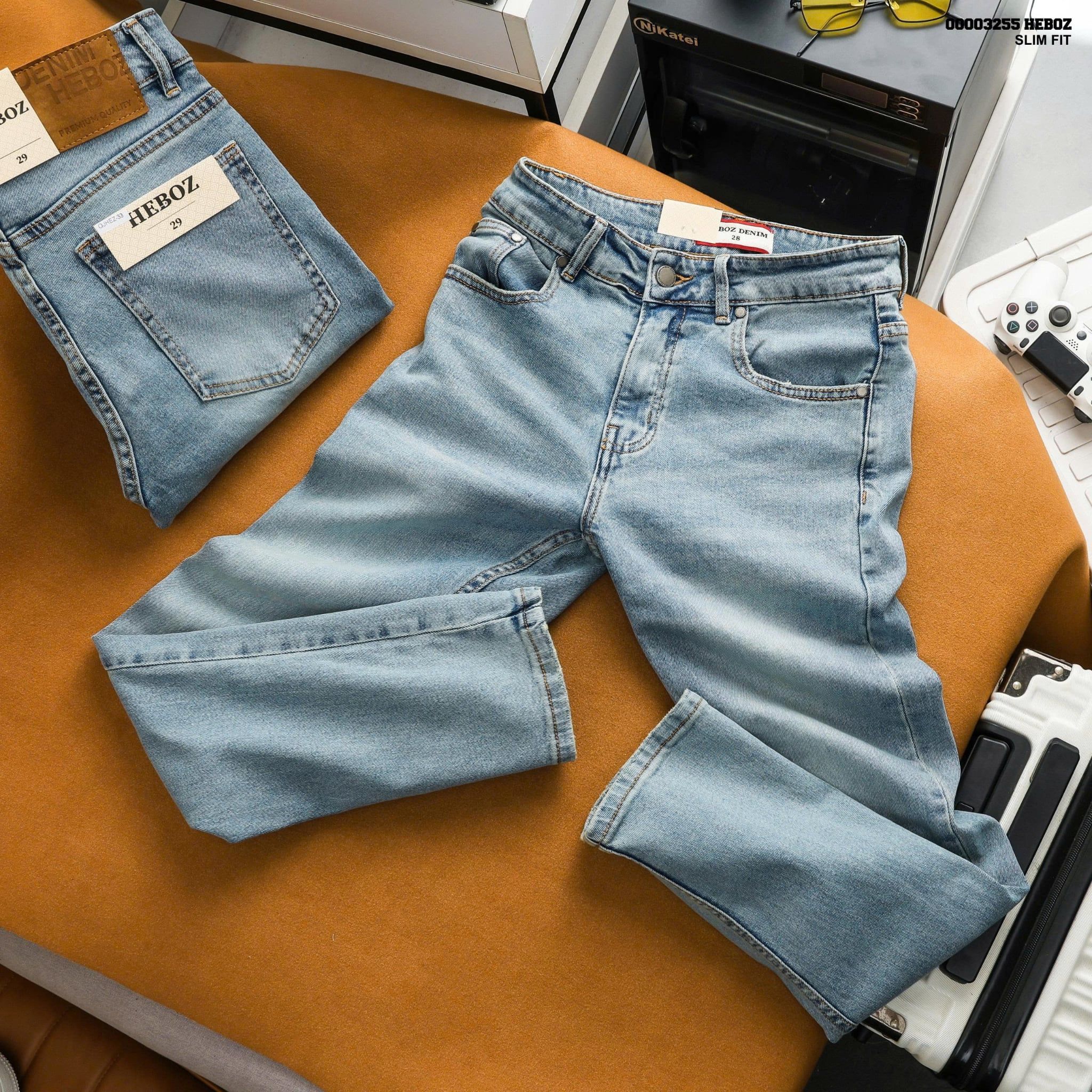  Quần jean nam Heboz dáng slim trơn D33 - 00003255 