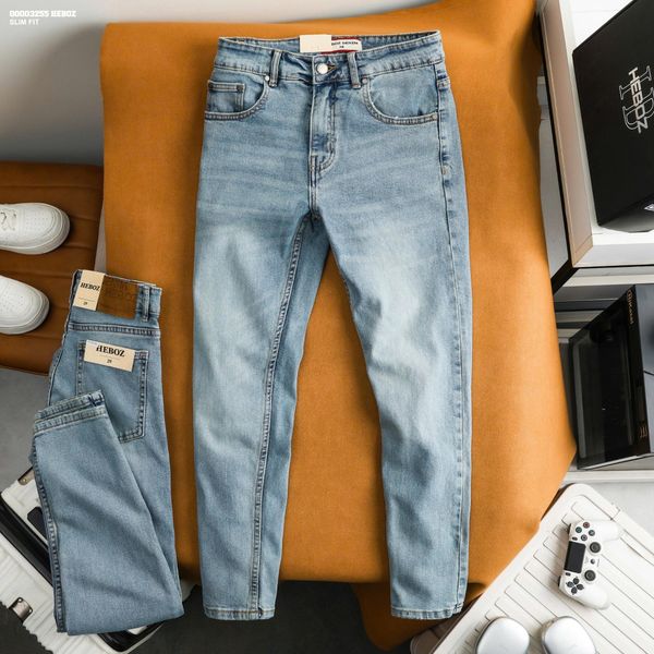  Quần jean nam Heboz dáng slim trơn D33 - 00003255 