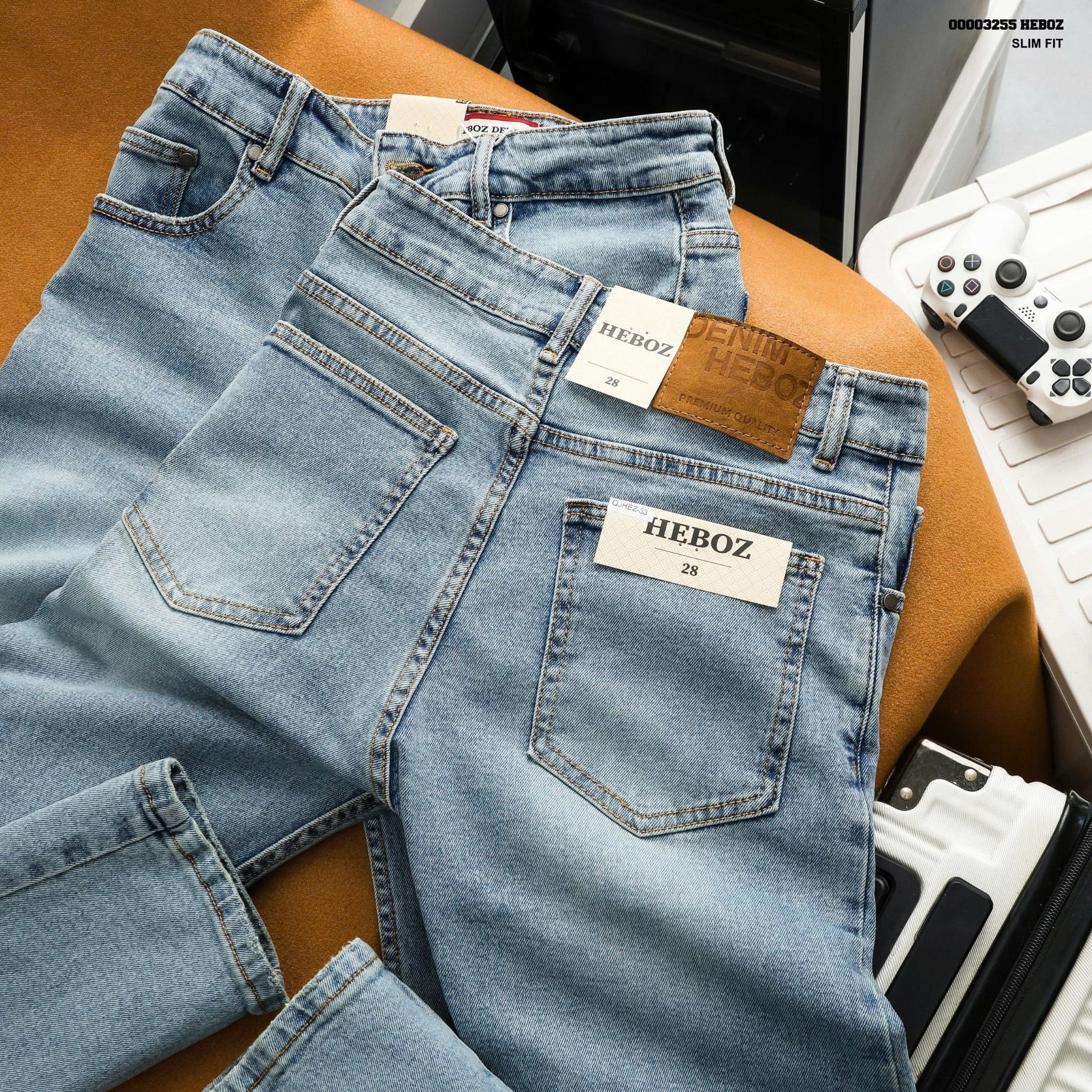  Quần jean nam Heboz dáng slim trơn D33 - 00003255 