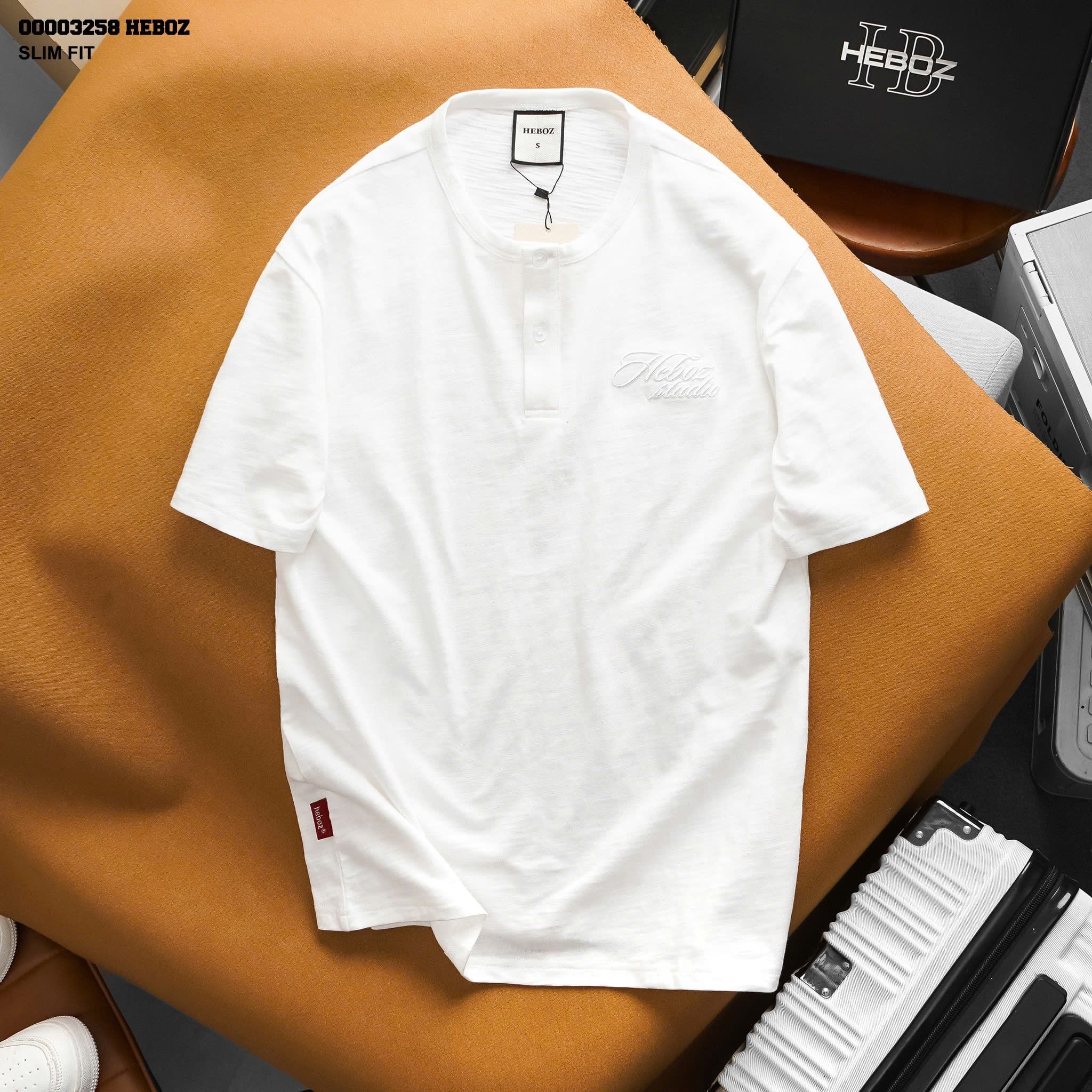 Áo thun Heboz henley cotton xước 3M - 00003258 