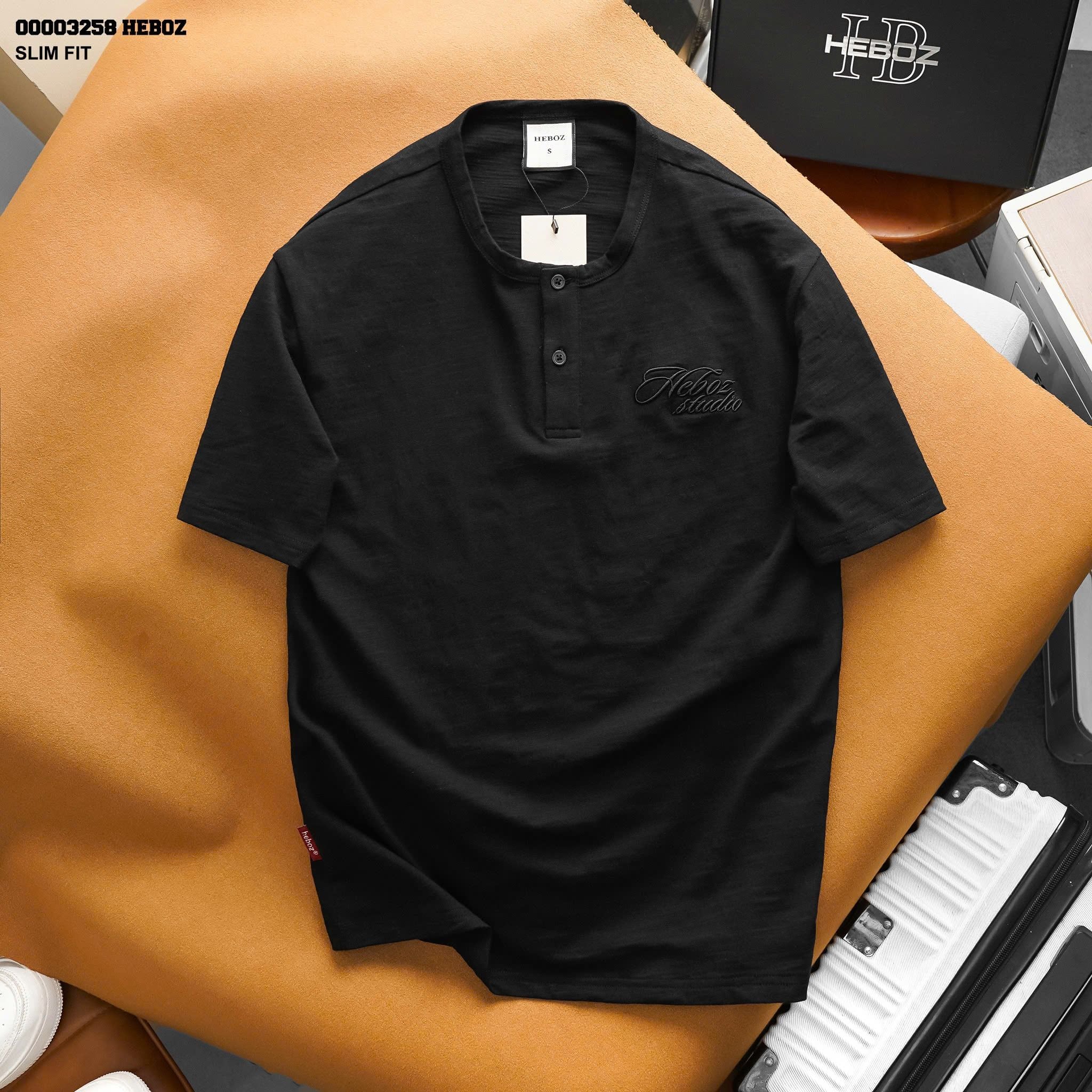  Áo thun Heboz henley cotton xước 3M - 00003258 